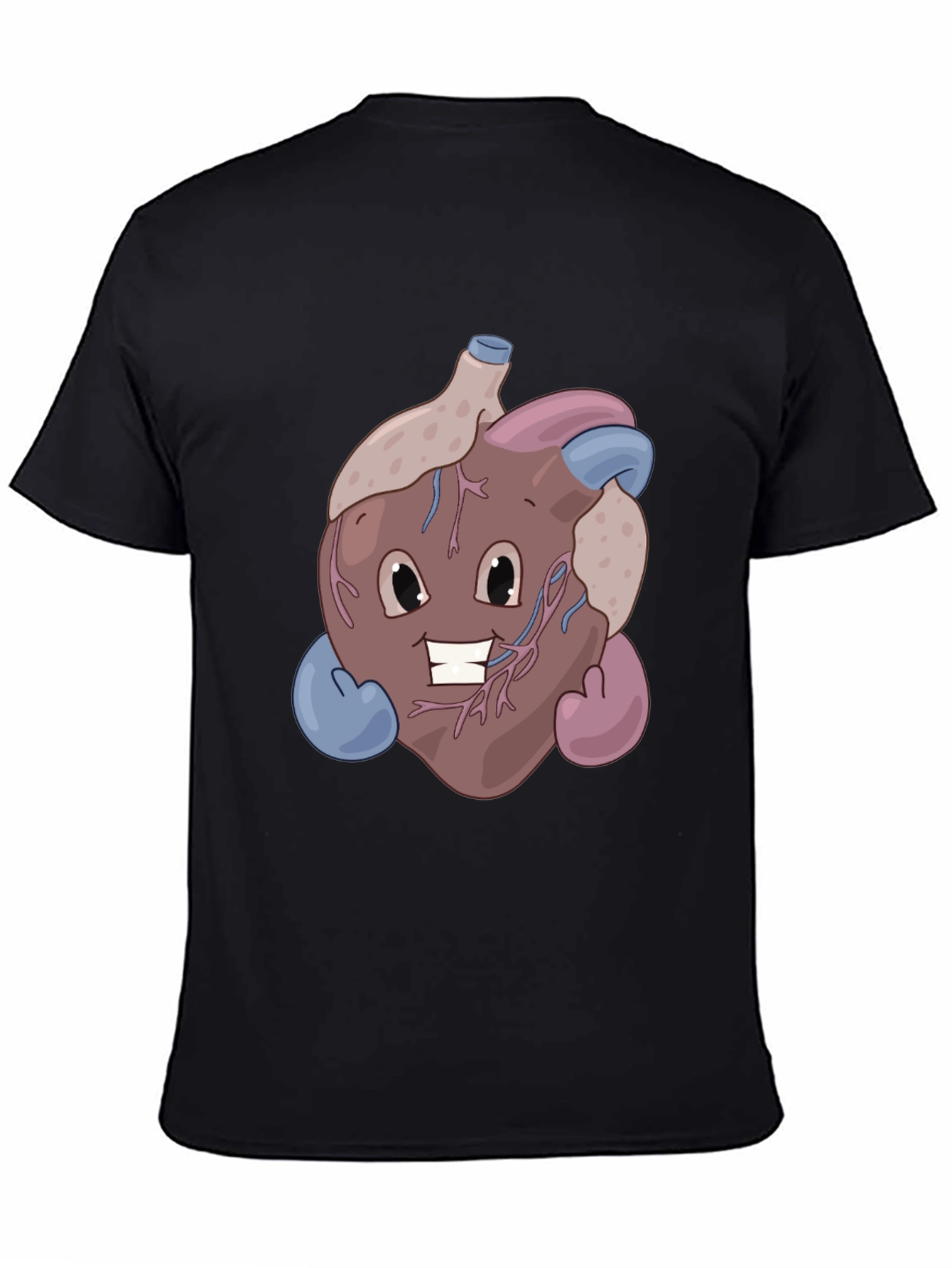 Black Funny Cartoon Heart T-Shirt - Anatomically Awesome! view 4
