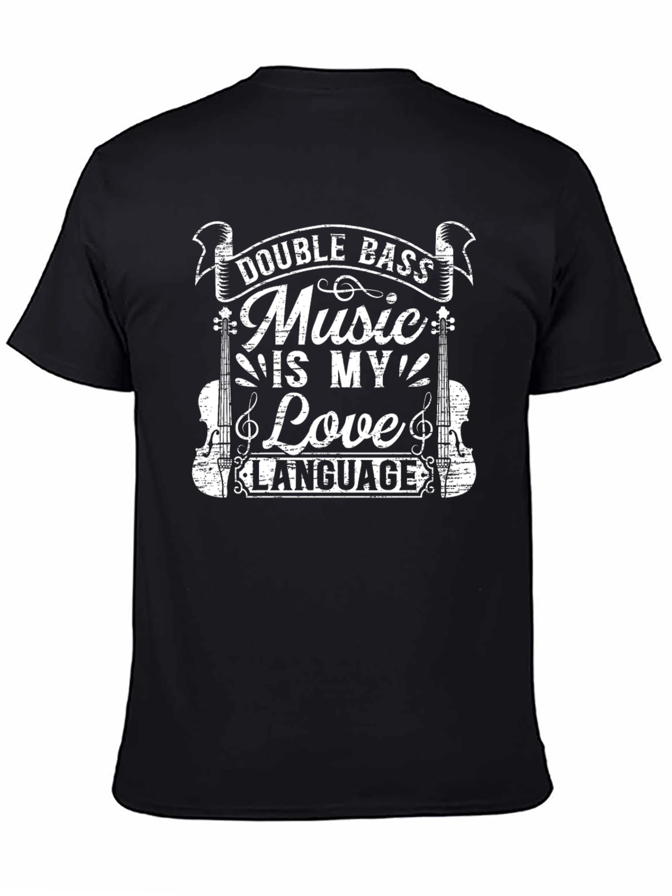 Black Double Bass Music T-Shirt view 4