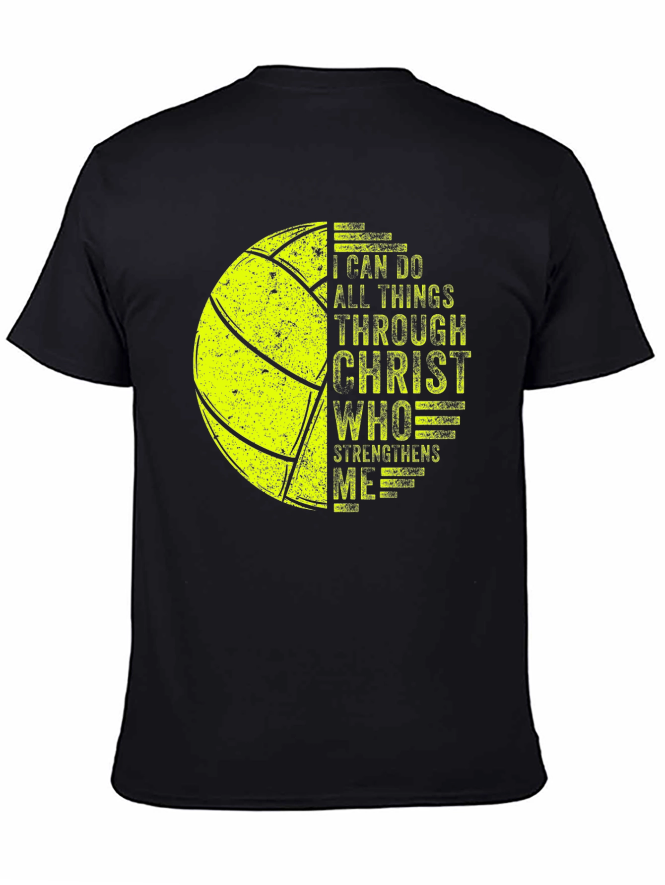 Black Volleyball Christian T-Shirt - I Can Do All Things Through Christ view 4