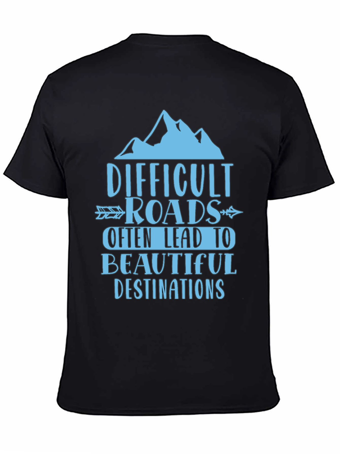 Black Difficult Roads Graphic Tee - Adventure Awaits view 4