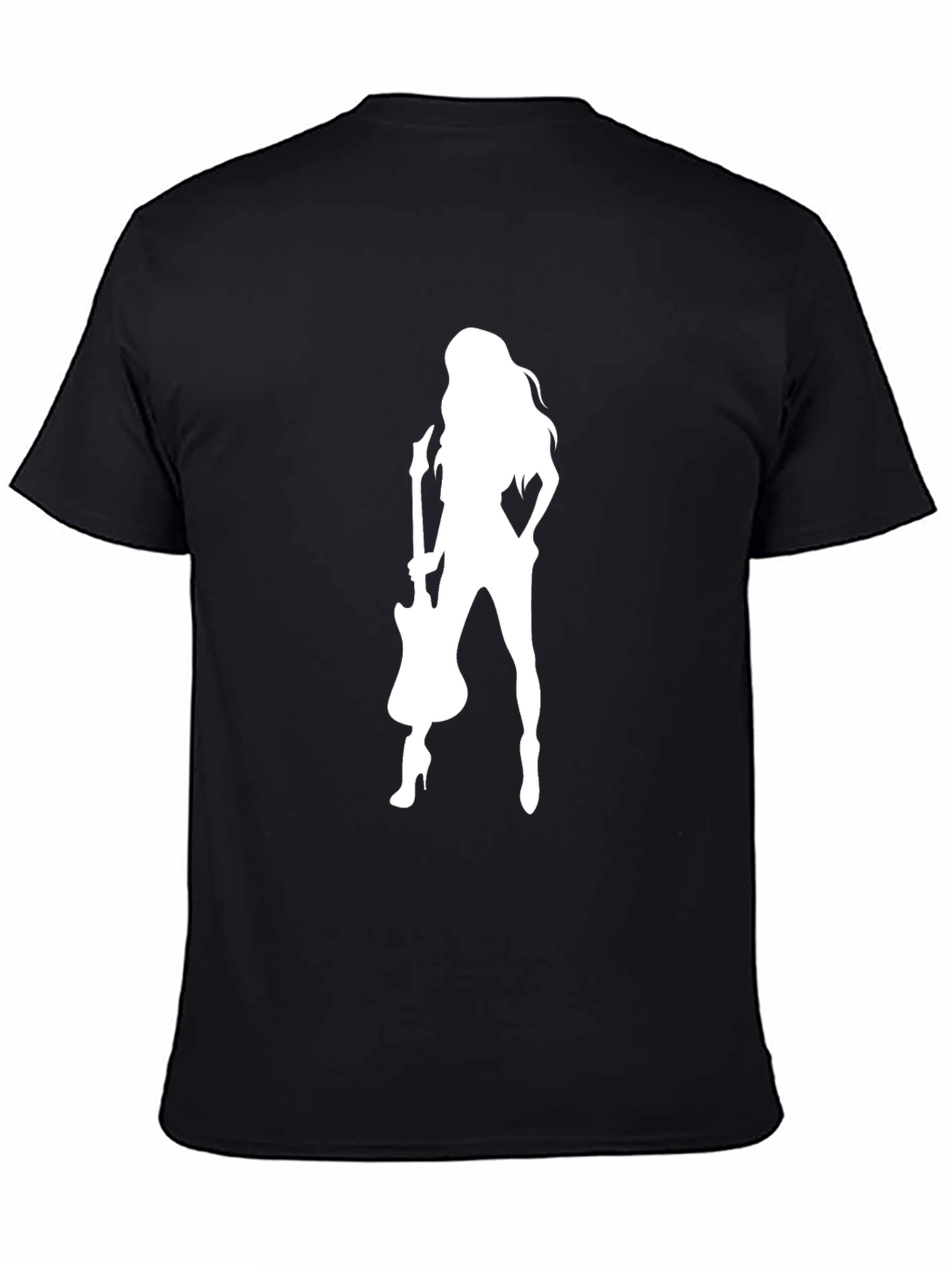 Black Guitar Girl Graphic Tee - Rocker T-Shirt view 4