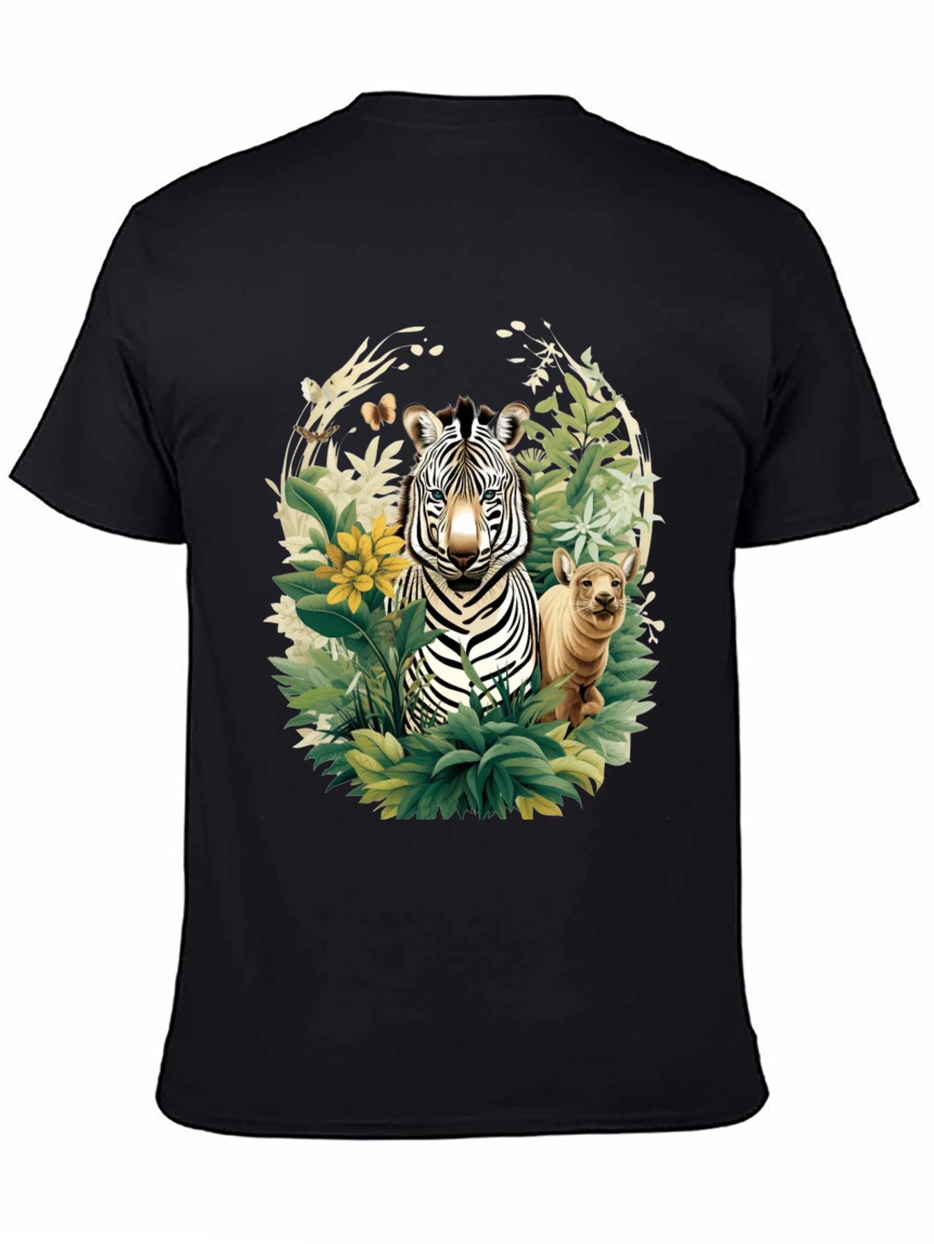 Black Zebra & Cub Wildlife T-Shirt - Unique Animal Design view 4