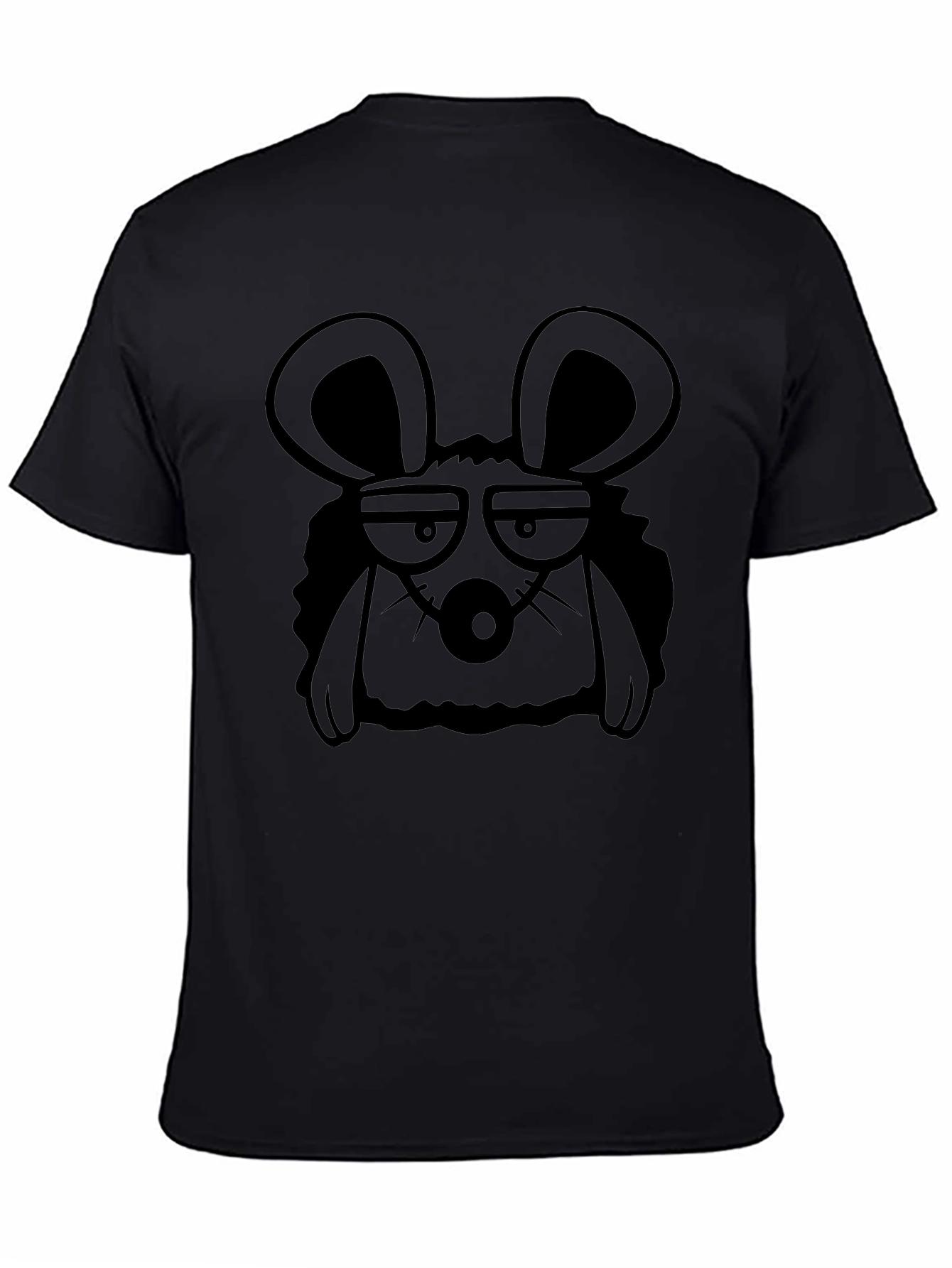 Black Grumpy Mouse Graphic Tee - Black Cotton T-Shirt view 4