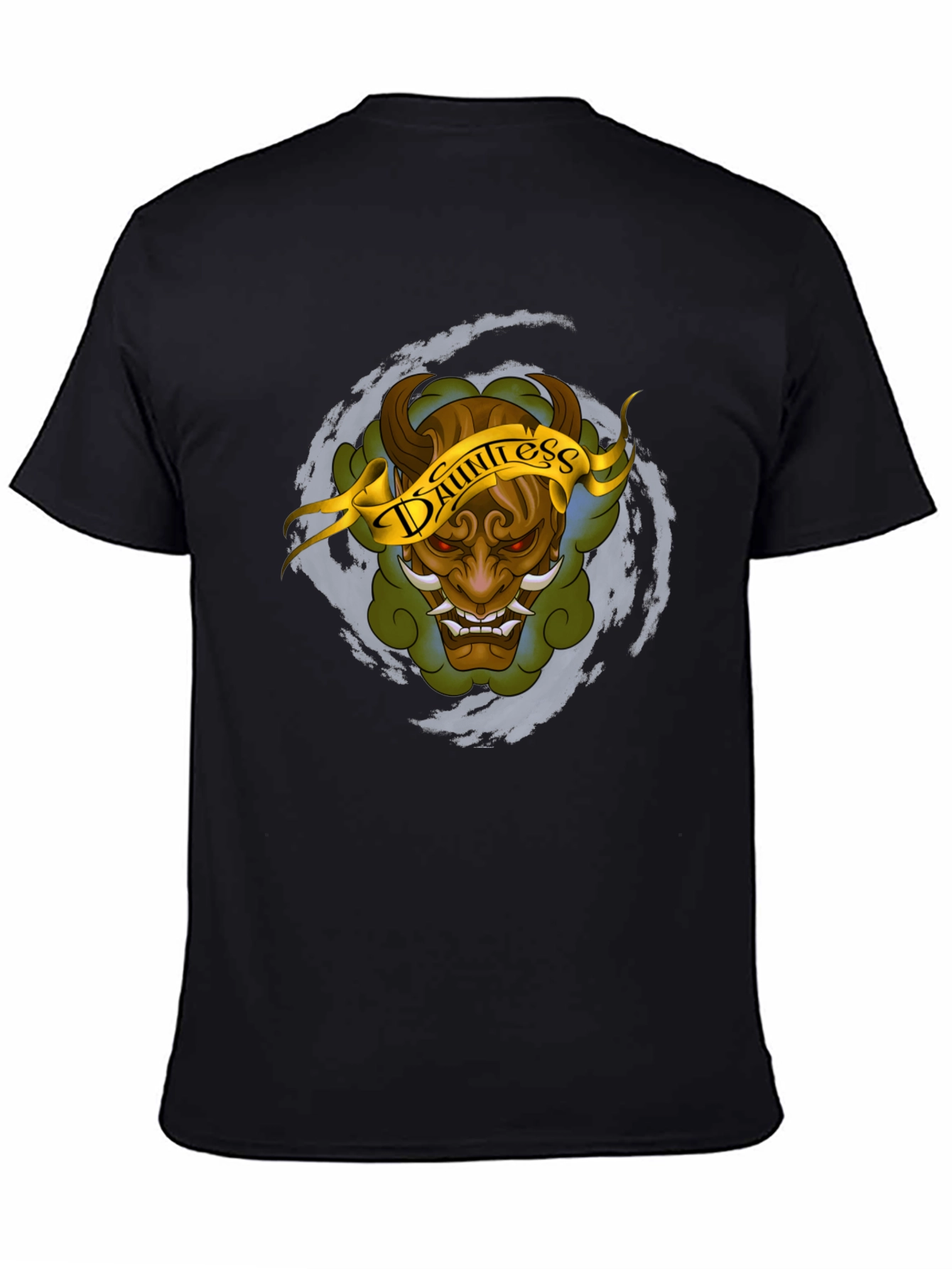 Black Dauntless Oni Mask Graphic T-Shirt view 4