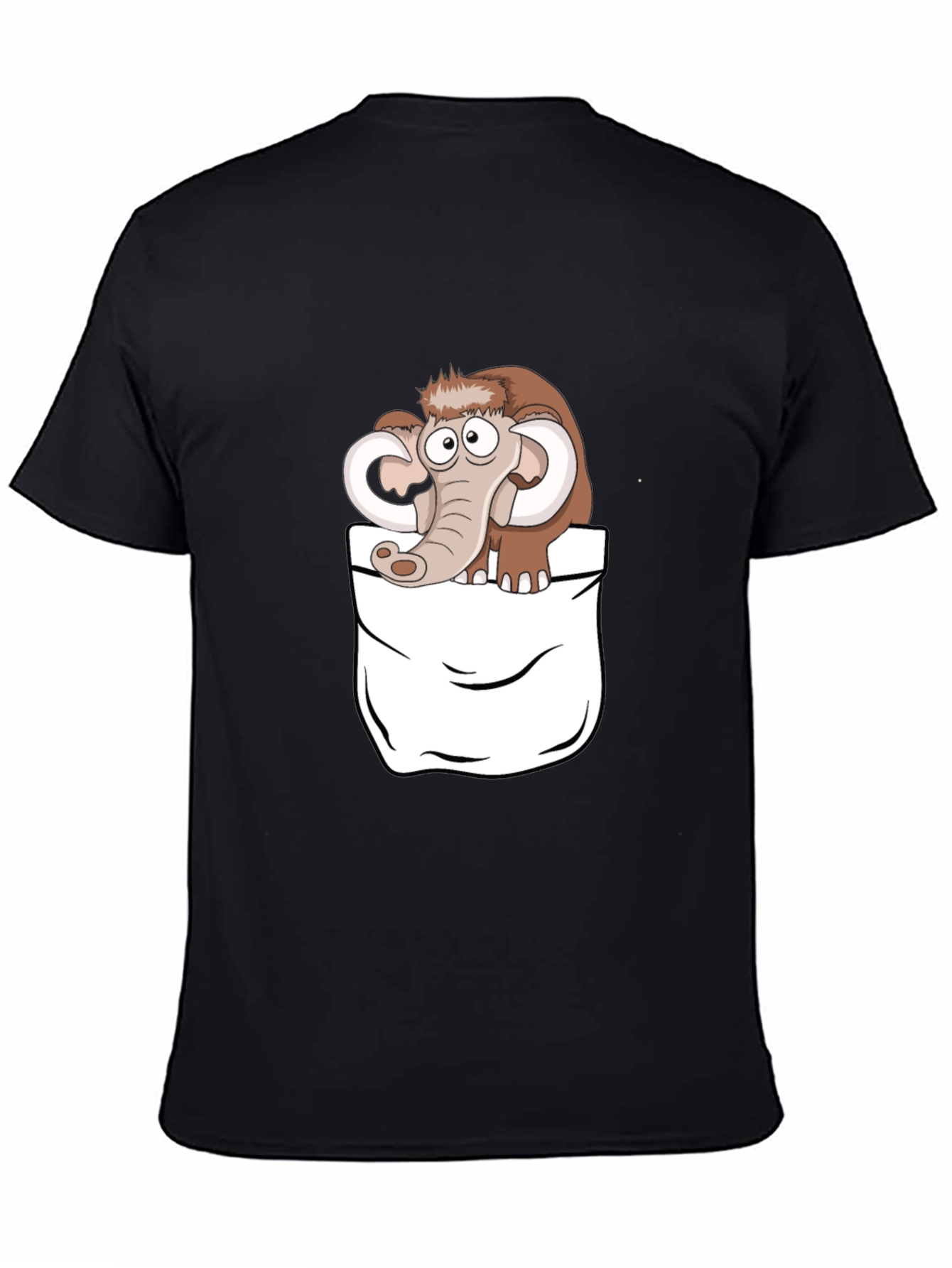 Black Cartoon Mammoth Pocket Black T-Shirt view 4