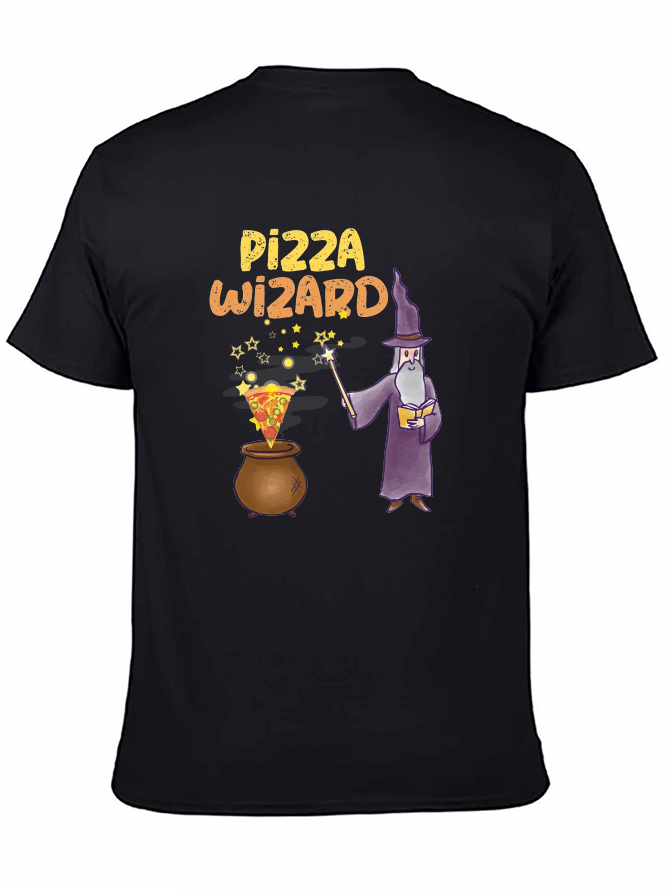 Black Pizza Wizard Graphic T-Shirt view 4