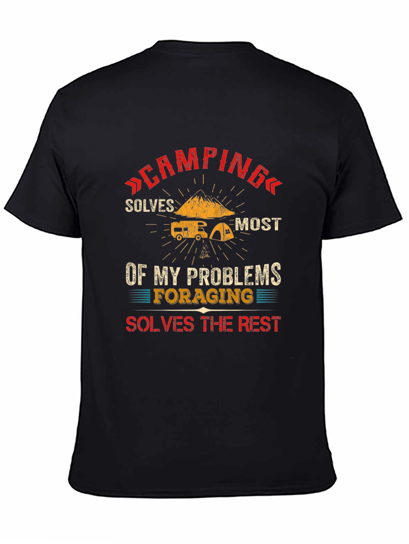 Black Camping Solves Most Problems T-Shirt view 4