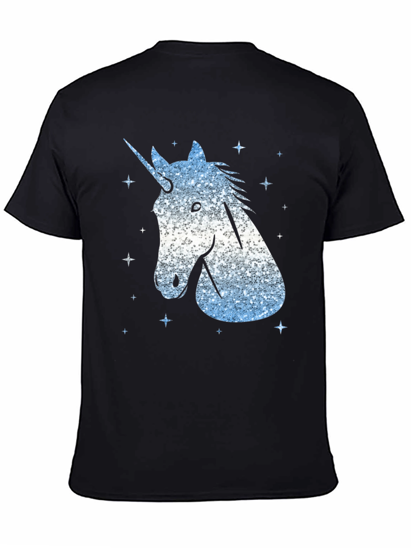 Black Unicorn Glitter Graphic Tee - Men's Black T-Shirt view 4