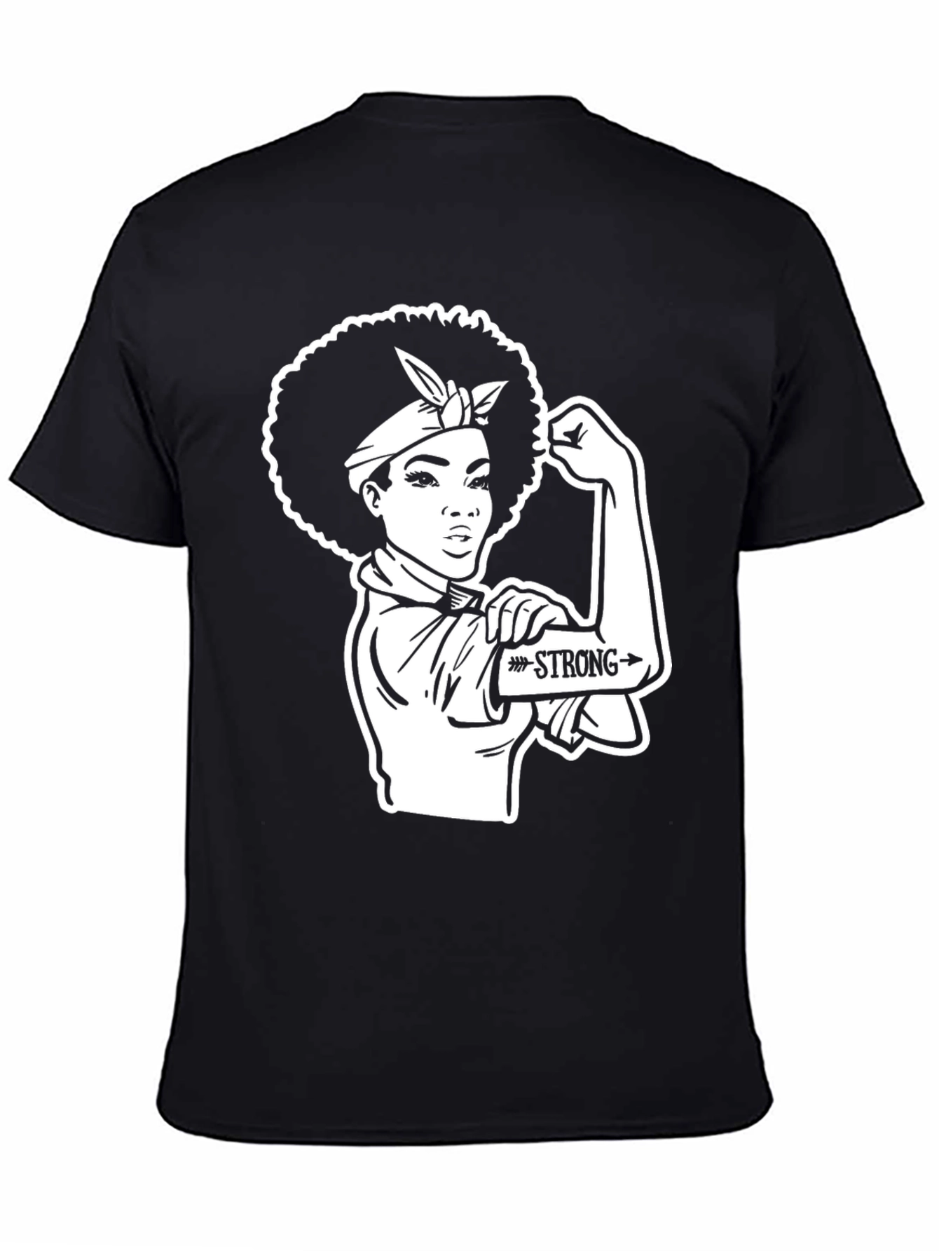 Black Empowered Woman T-Shirt - Rosie the Riveter Style view 4