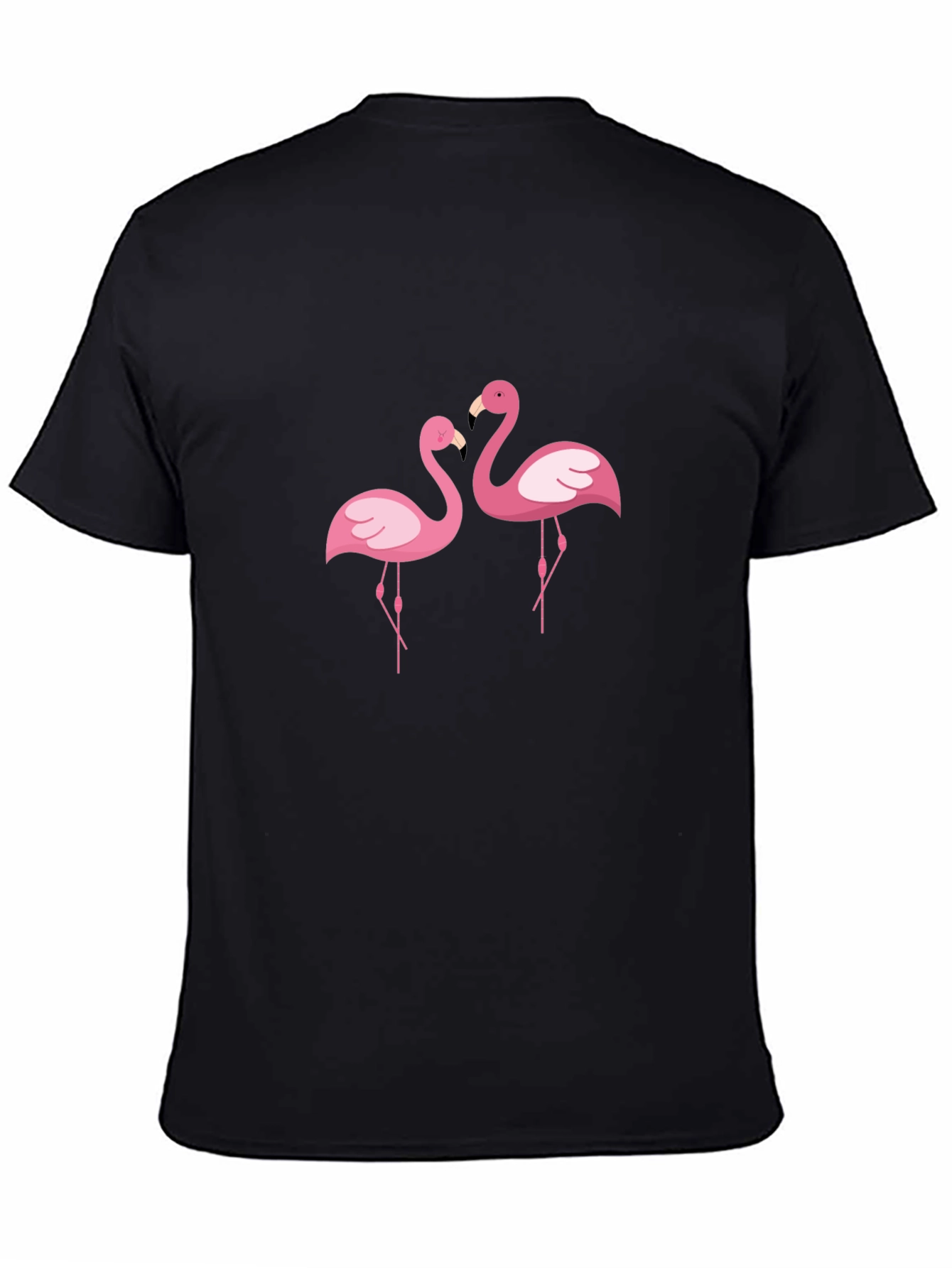 Black Black T-Shirt with Pink Flamingo Design view 4