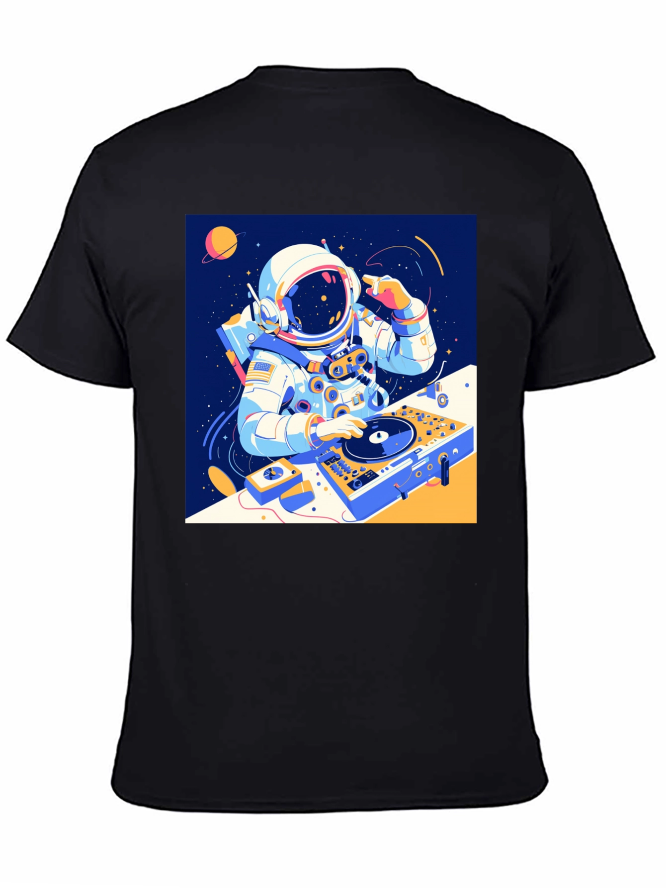 Black Astronaut DJ Graphic T-Shirt - Space Music view 4