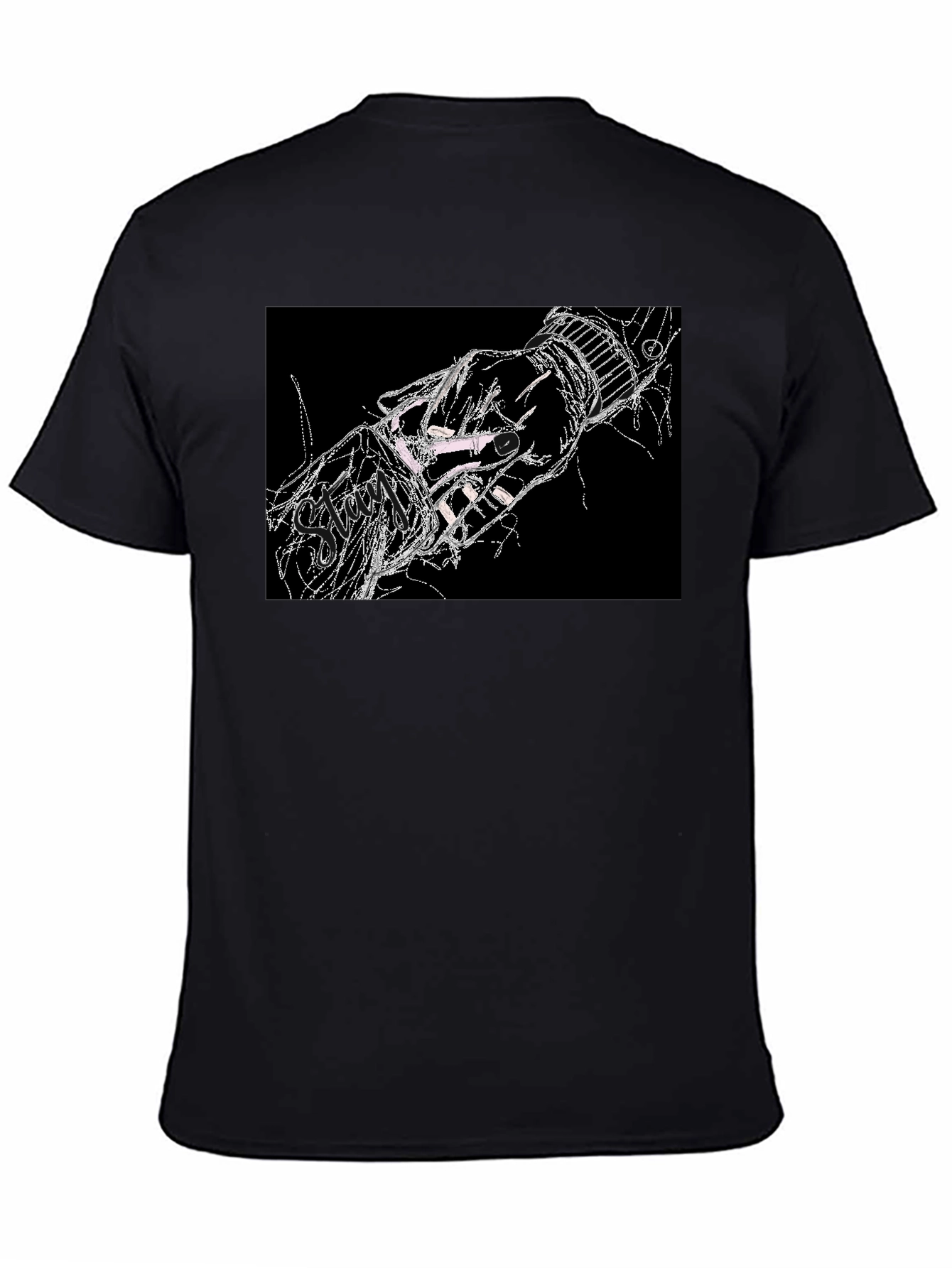 Black Abstract Hand Graphic Black T-Shirt view 4