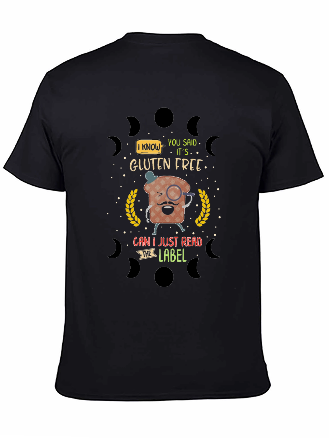 Black Funny Gluten Free T-Shirt view 4
