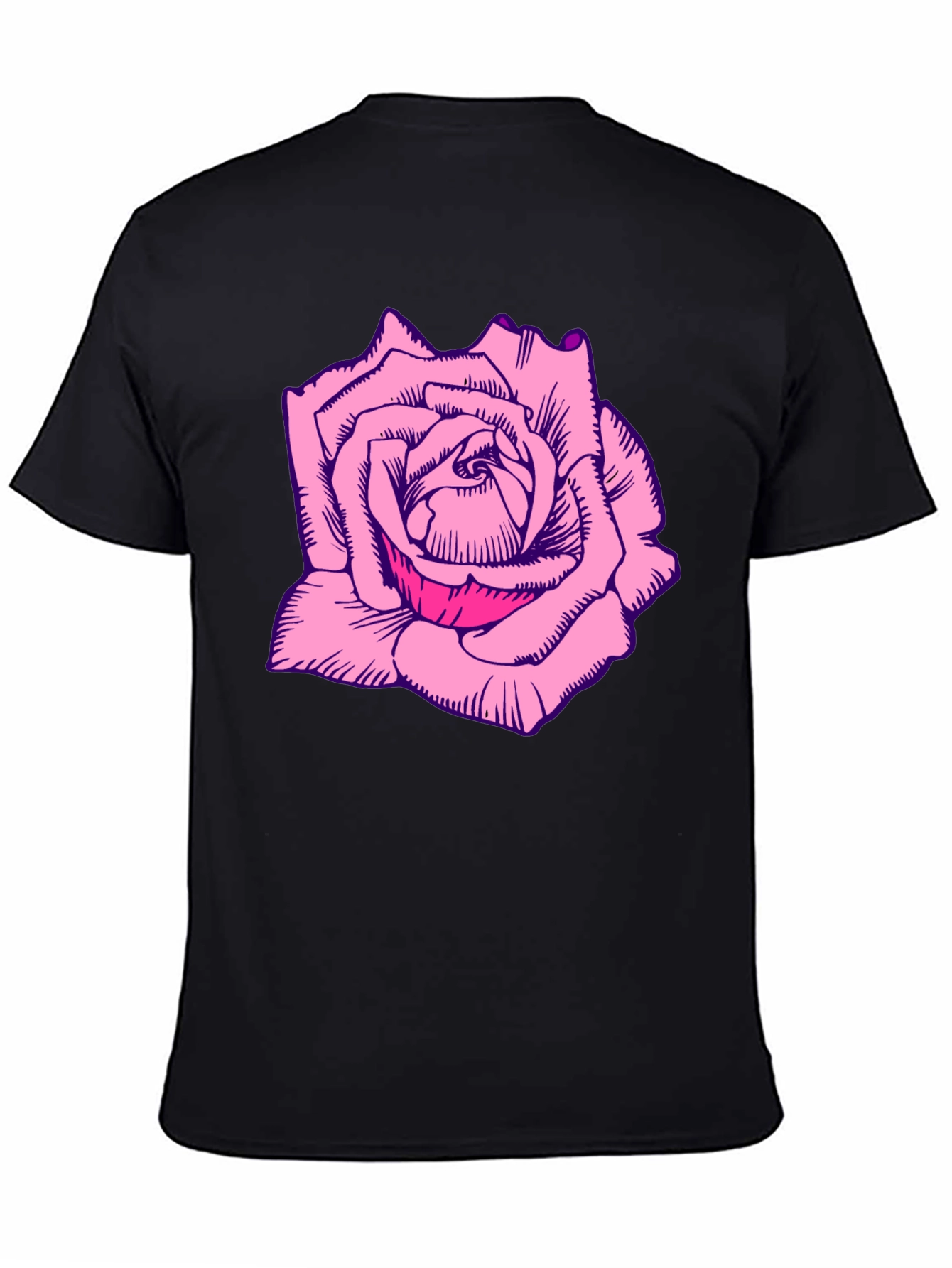 Black Rose Graphic Tee - Bold Black T-Shirt view 4