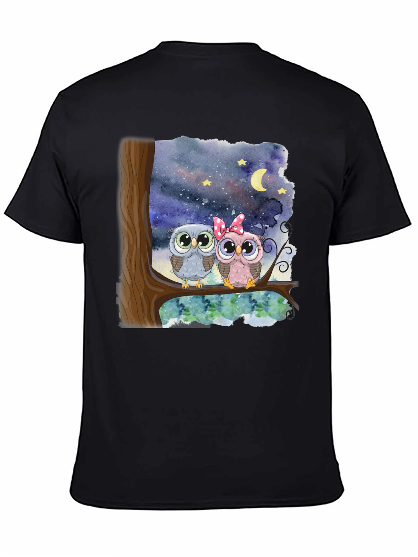 Owl Couple Graphic Tee - Night Sky Design - 4
