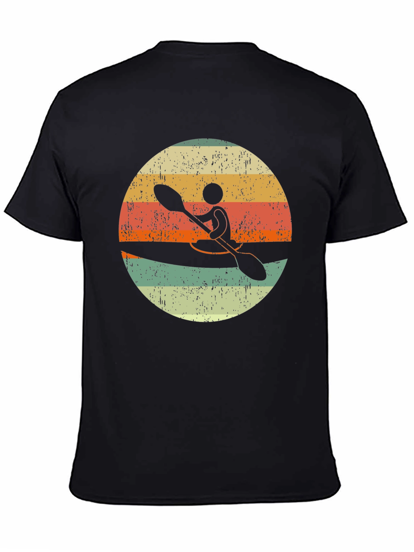 Black Vintage Kayak Sunset T-Shirt view 4