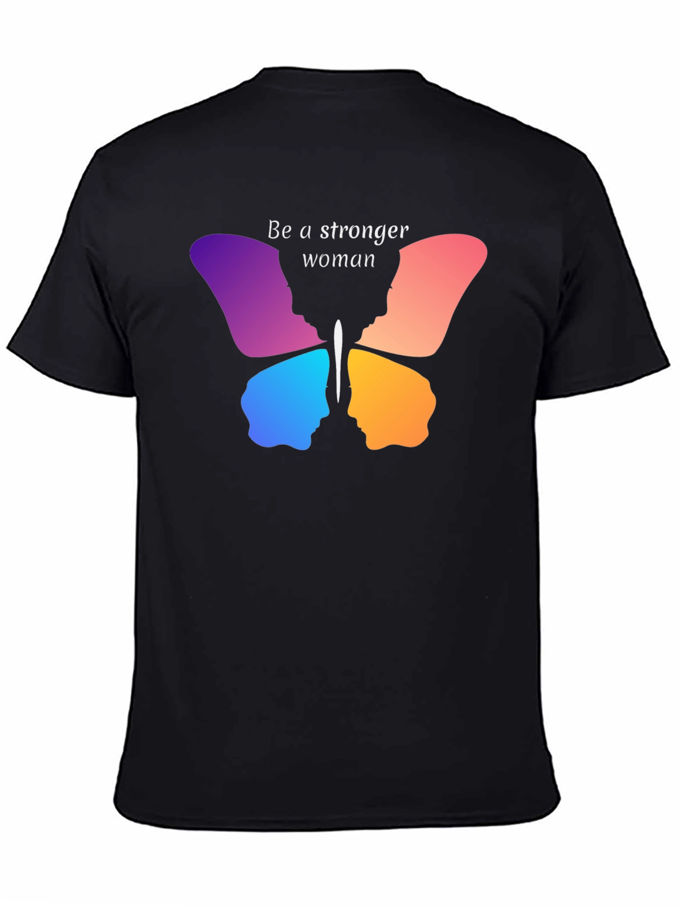 Black Stronger Woman Butterfly Graphic Tee view 4