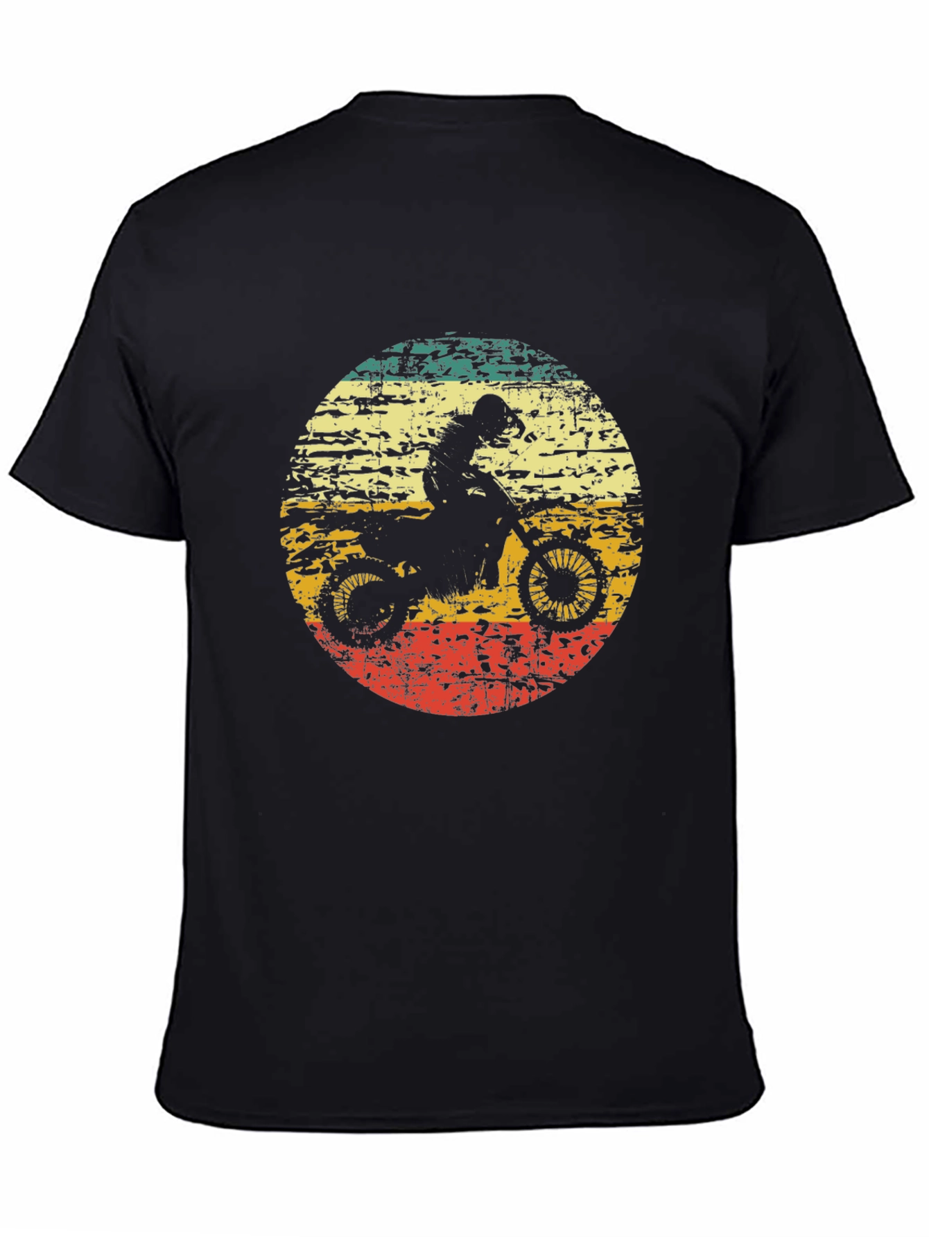Black Vintage Motocross Rider T-Shirt - Black view 4