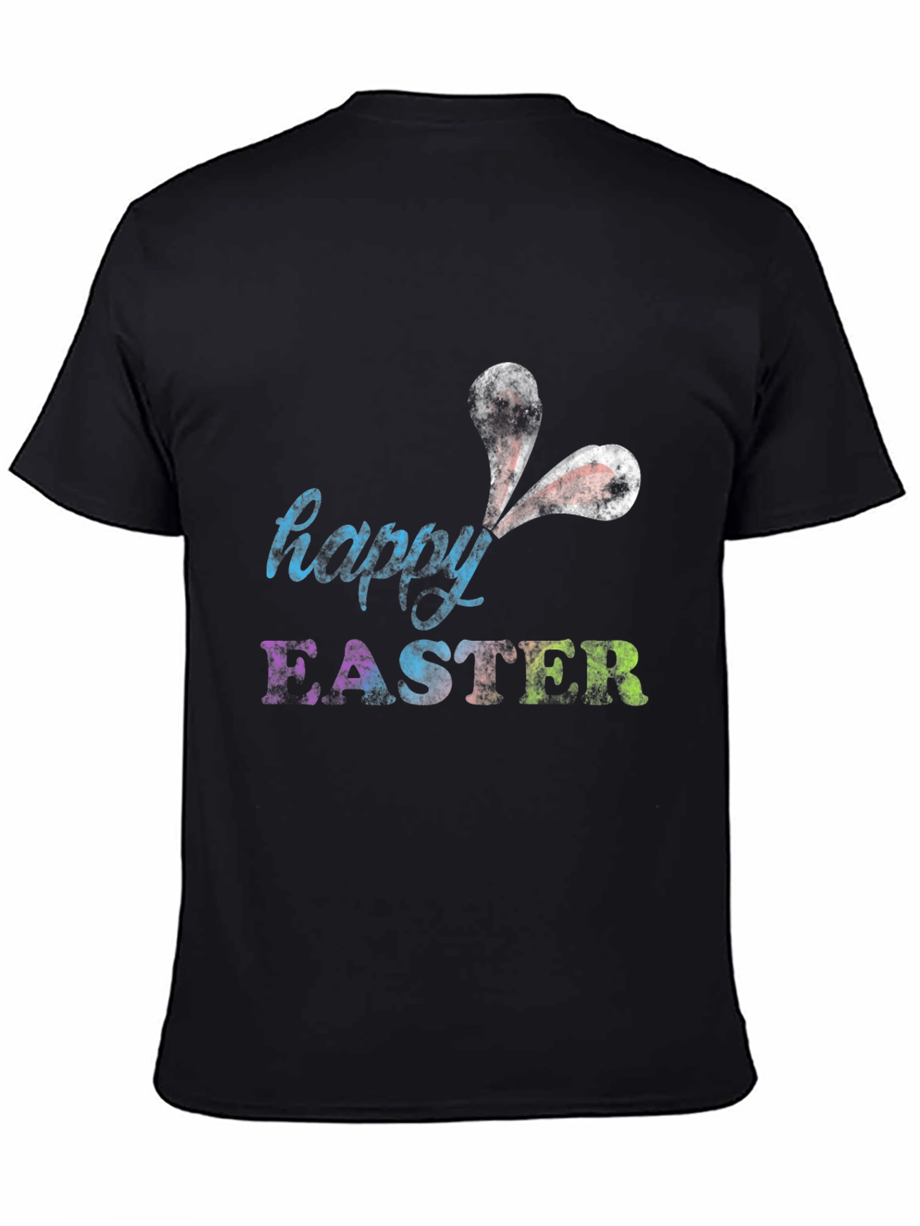 Black Happy Easter Bunny Ears T-Shirt view 4