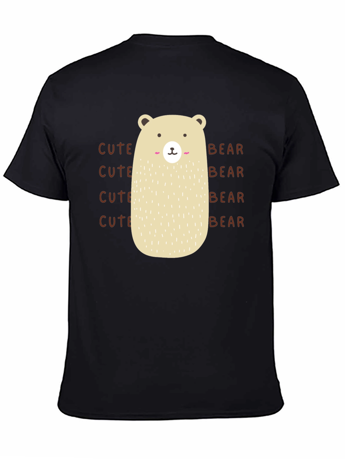 Black Cute Bear Graphic T-Shirt - Black Cotton Tee view 4