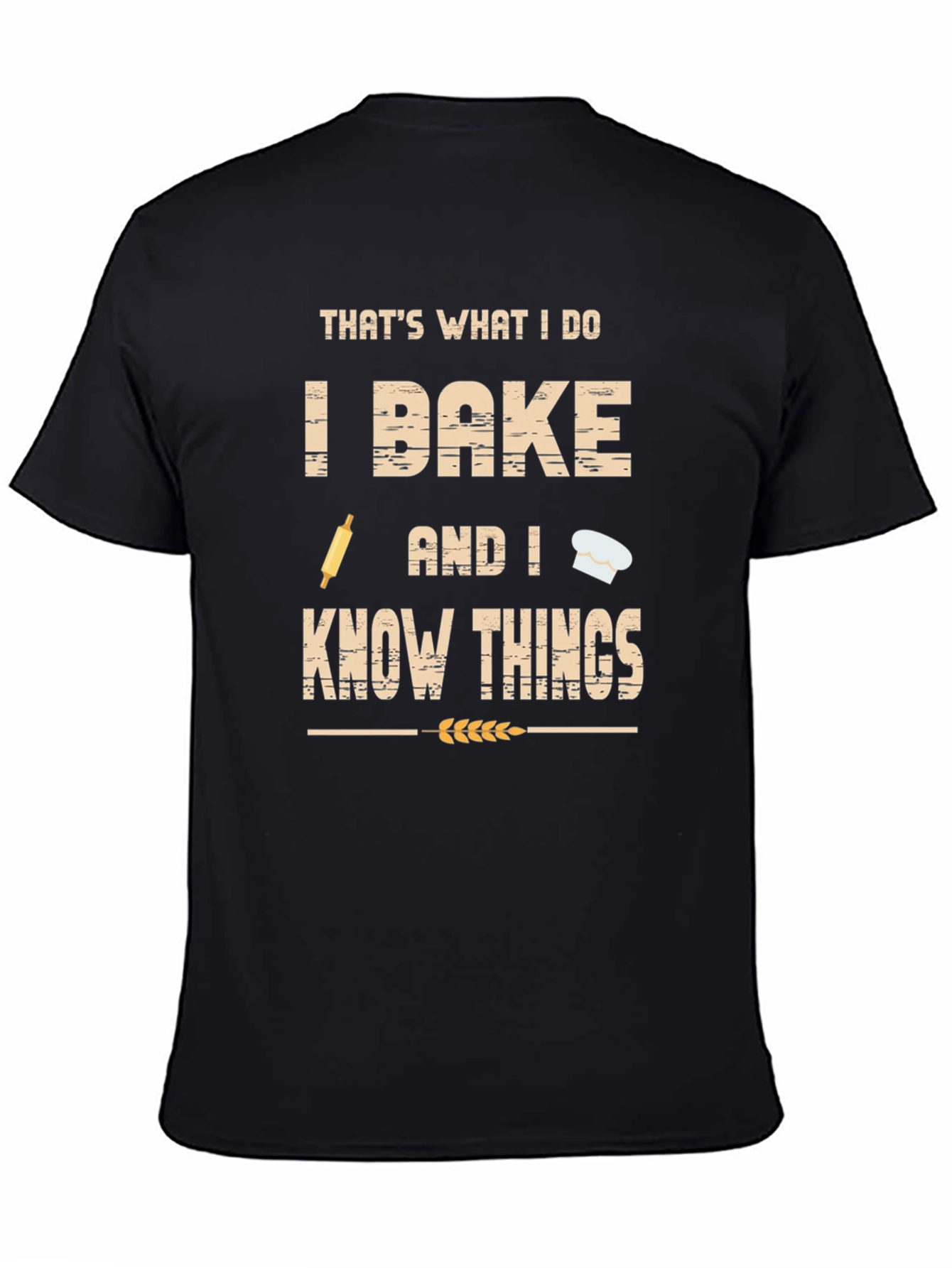 Black I Bake and I Know Things Funny Baker T-Shirt view 4