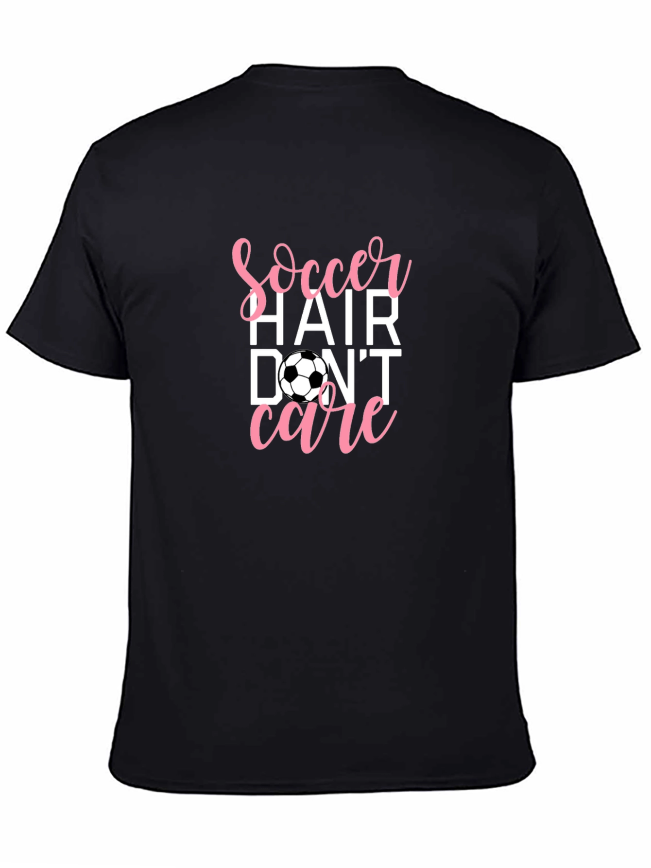 Black Soccer Hair Don't Care Graphic Tee view 4