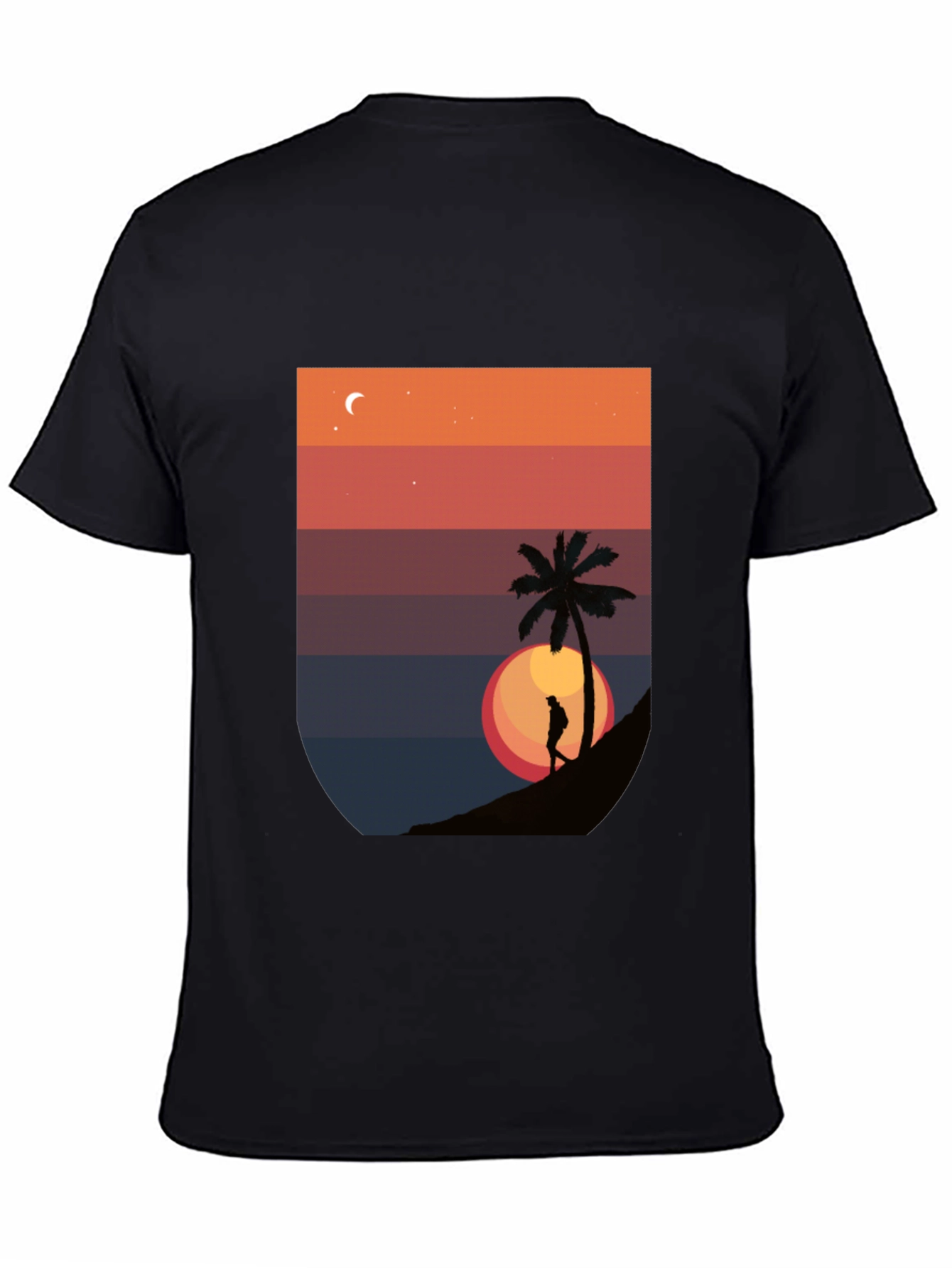 Black Sunset Palm Graphic T-Shirt - Men's Black Tee view 4