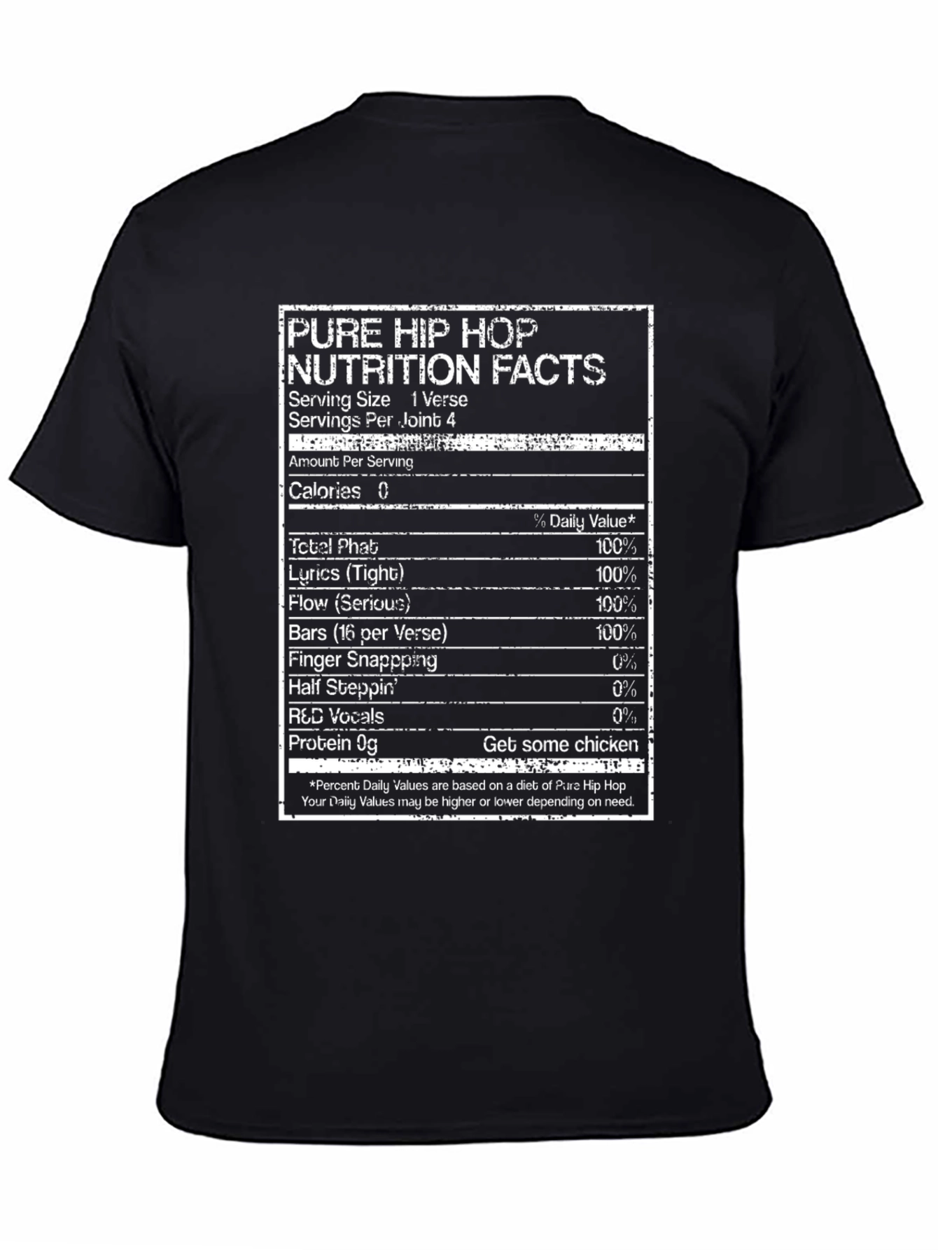 Black Pure Hip Hop Nutrition Facts T-Shirt view 4