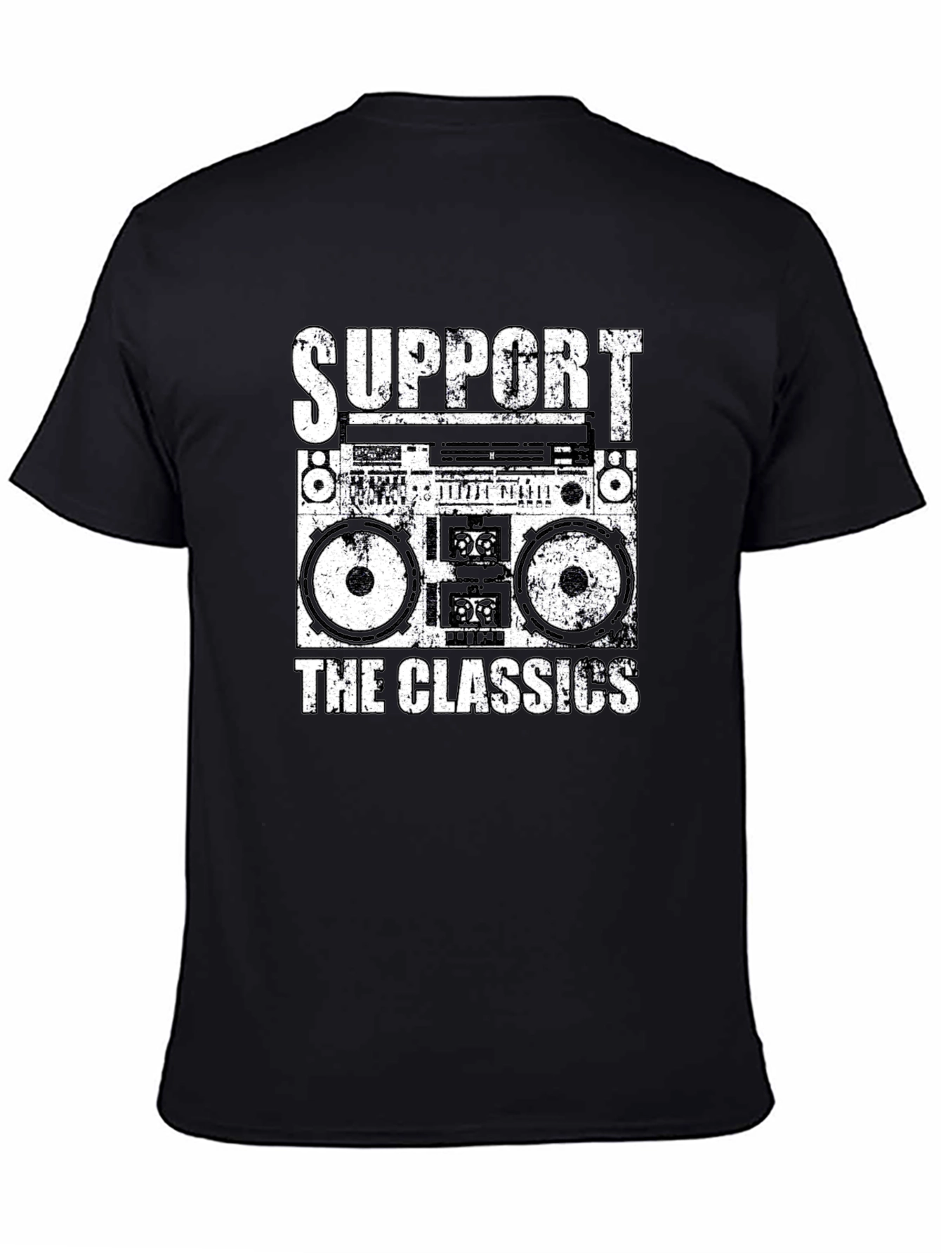 Black Retro Boombox T-Shirt - Support the Classics! view 4