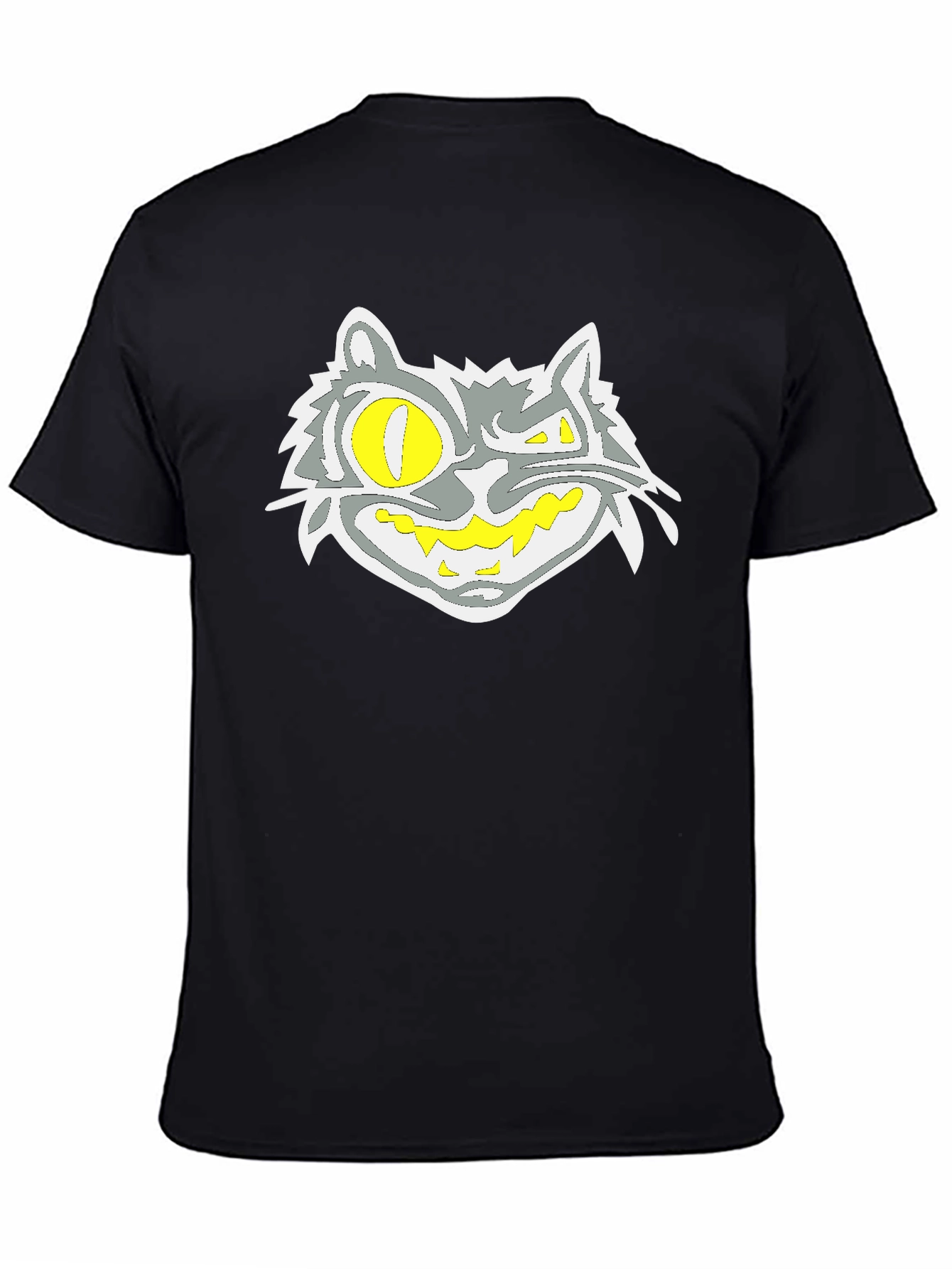 Black Grinning Cat Graphic Black Tee view 4