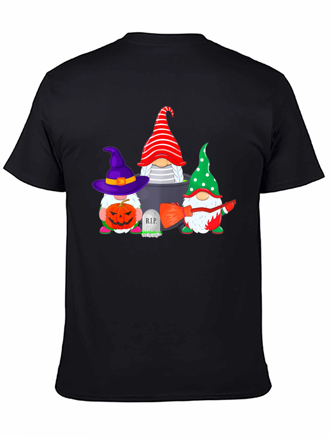 Black Halloween Gnomes Black T-Shirt view 4