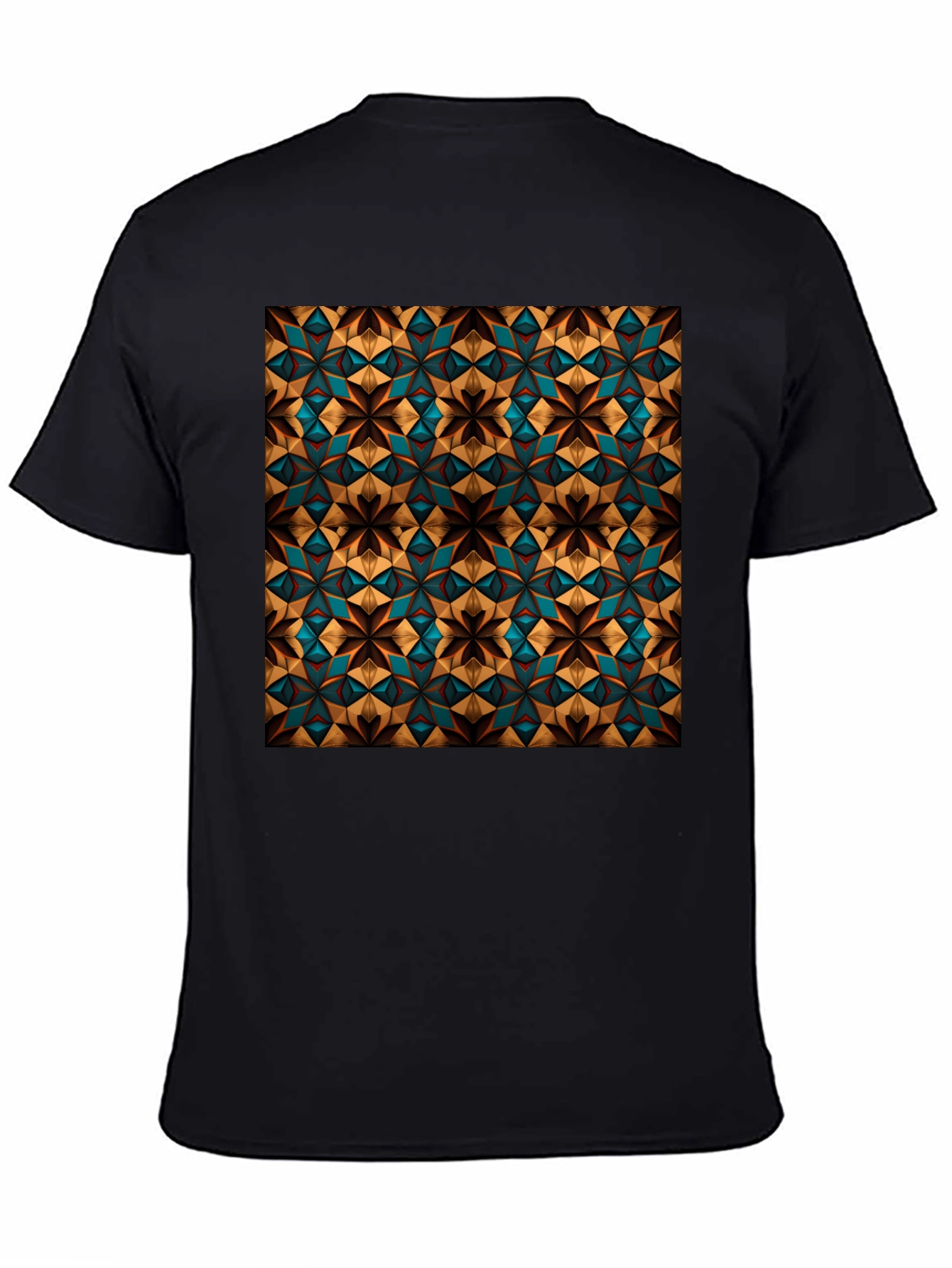 Black Geometric Pattern T-Shirt - Stylish Black Tee view 4