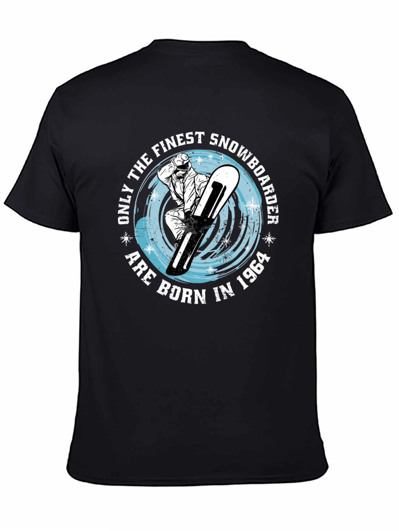 Black Finest Snowboarder Born in 1964 Black T-Shirt view 4
