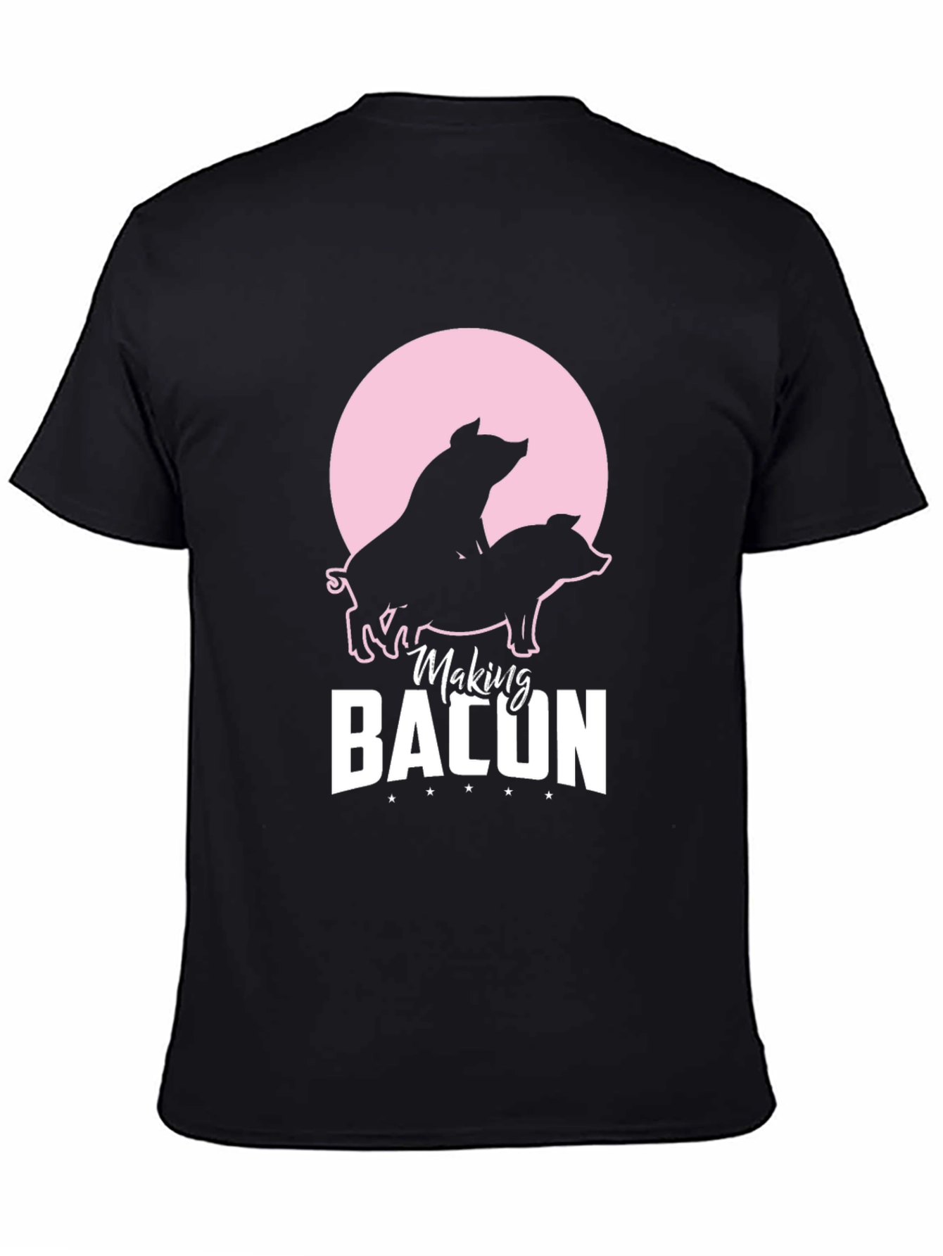 Black Making Bacon Graphic T-Shirt Funny Pig Design view 4
