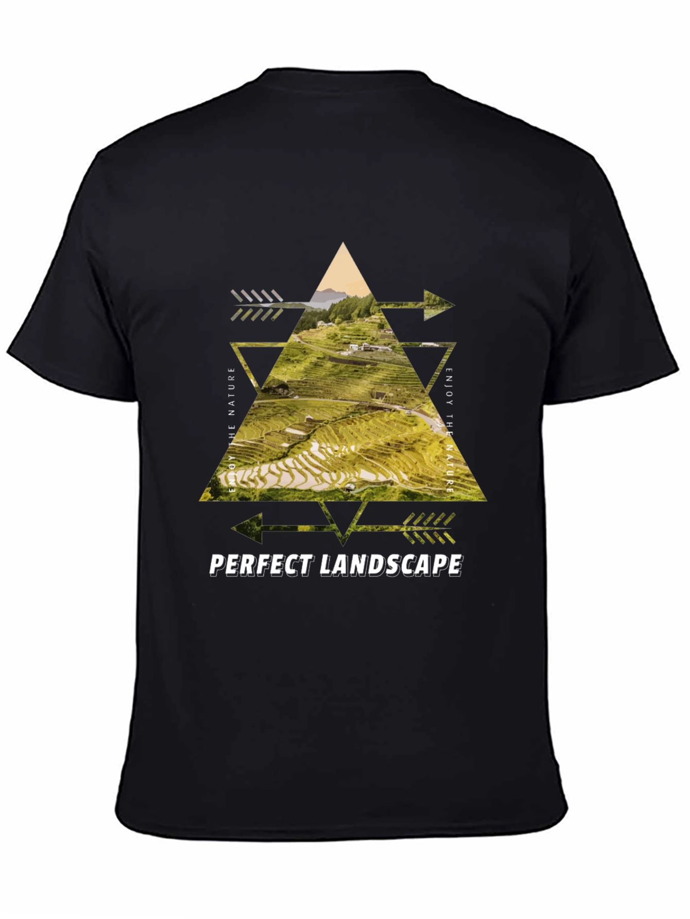 Black Nature Landscape Graphic Tee - Black Cotton Blend view 4
