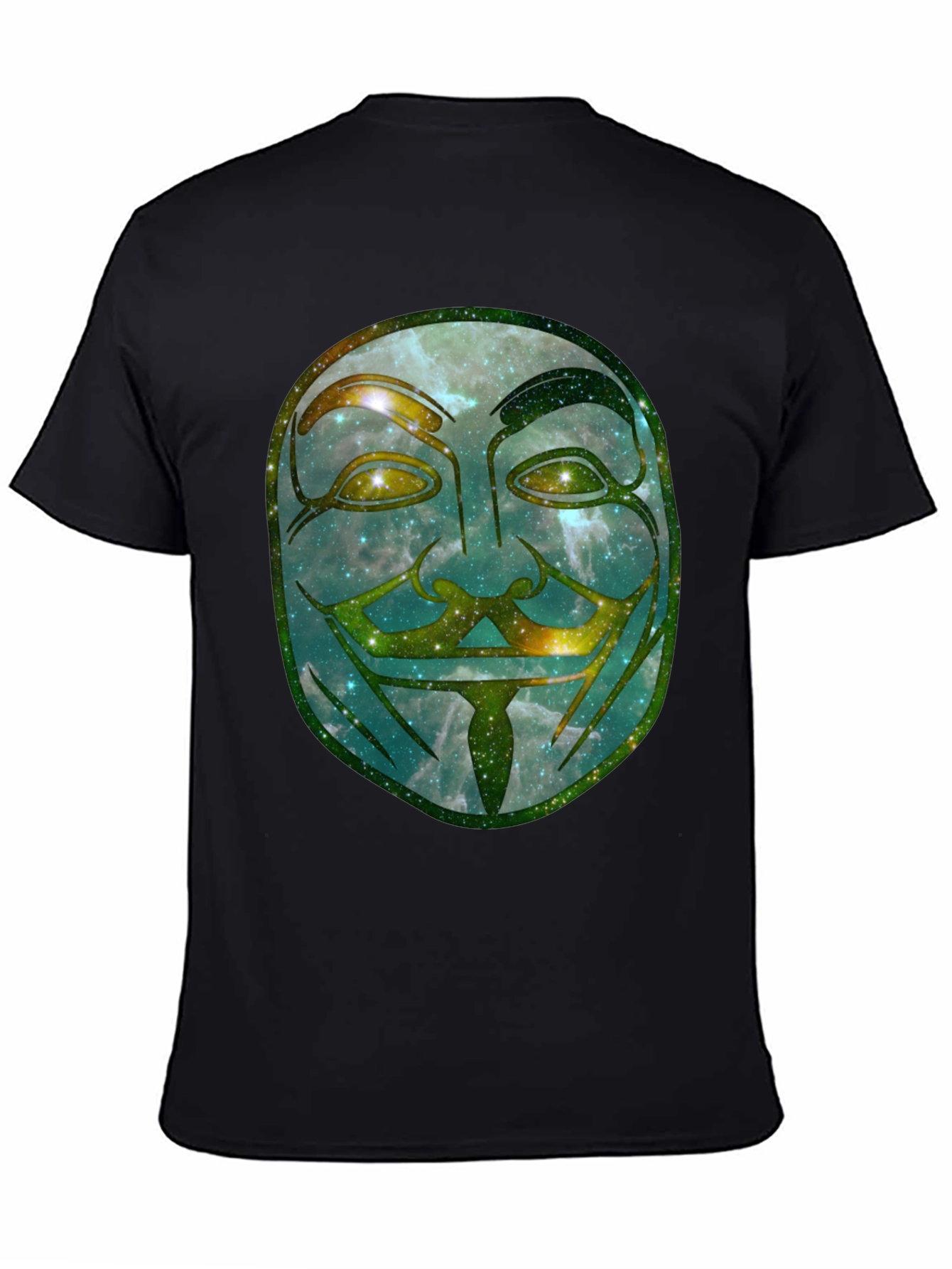 Black V for Vendetta Galaxy Mask Graphic Tee - Men's Black T-Shirt view 4