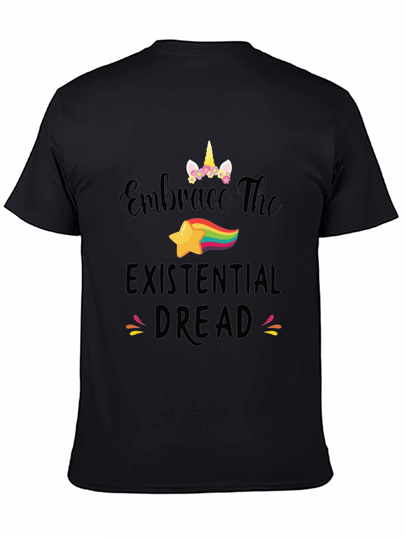 Black Embrace Existential Dread Unicorn Graphic Tee view 4