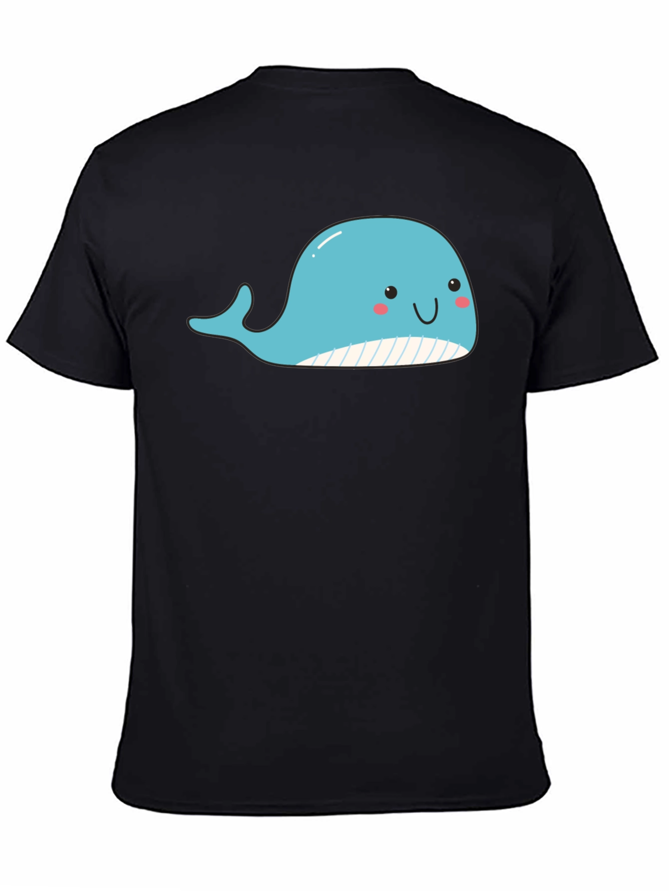 Black Cute Whale Graphic Black T-Shirt view 4