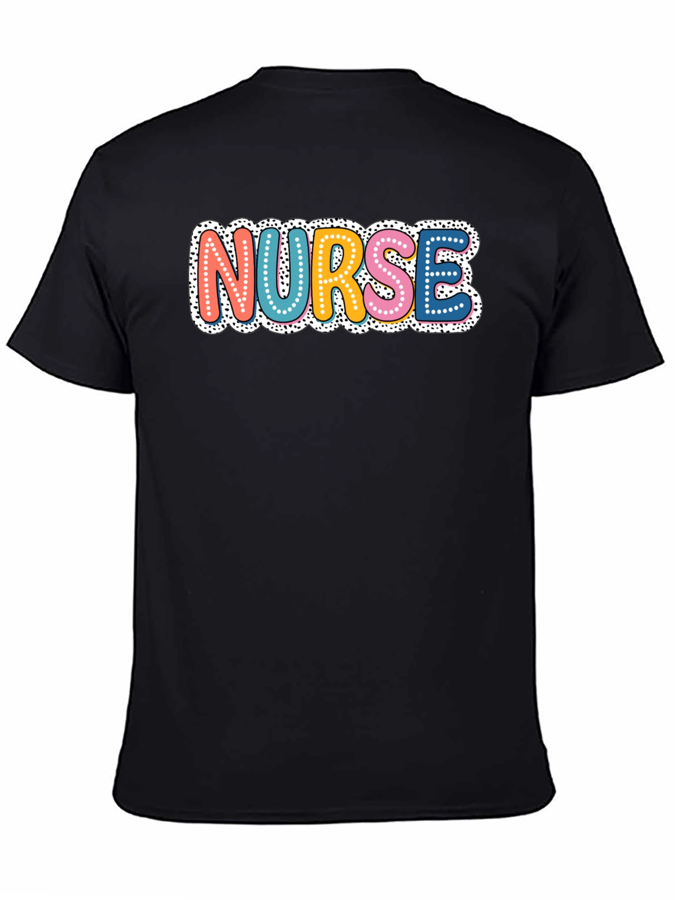 Black Colorful Nurse T-Shirt - Novelty Graphic Tee view 4