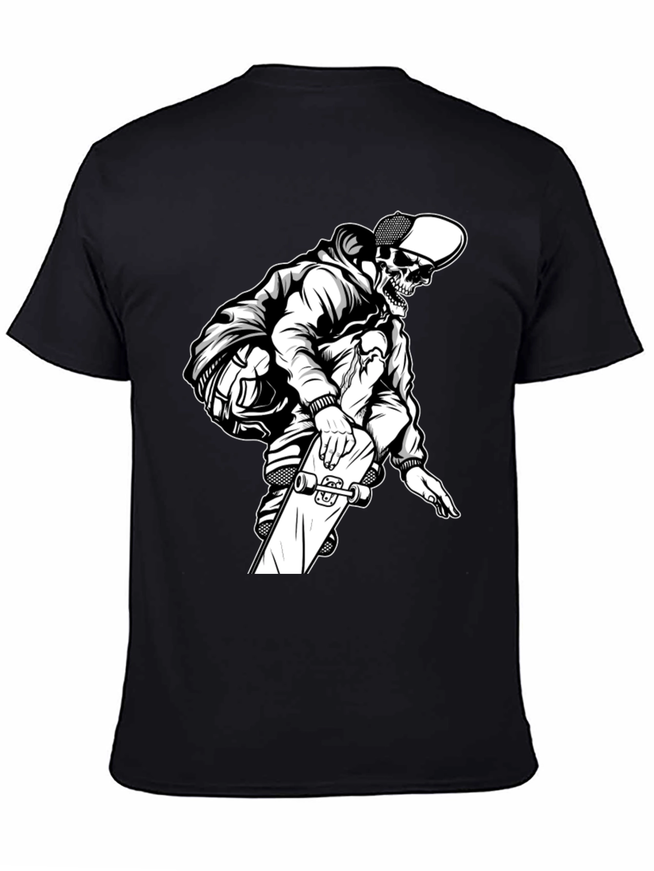 Black Skateboard Skeleton Graphic T-Shirt view 4