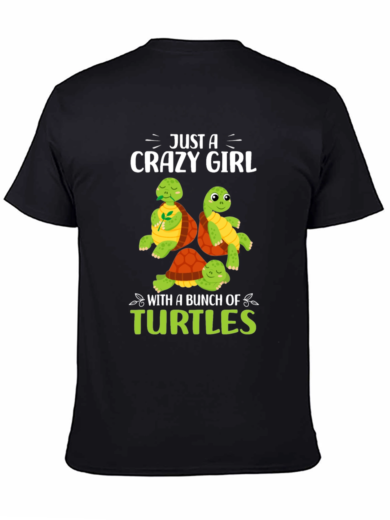 Black Crazy Girl Turtles Graphic Tee view 4