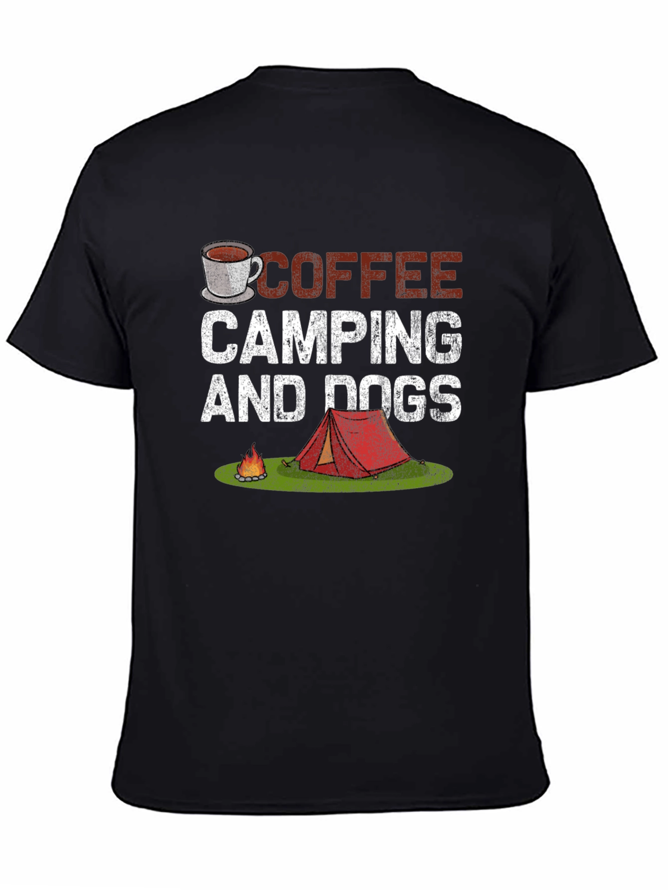 Black Coffee Camping Dogs T-Shirt - Outdoor Adventure Tee view 4