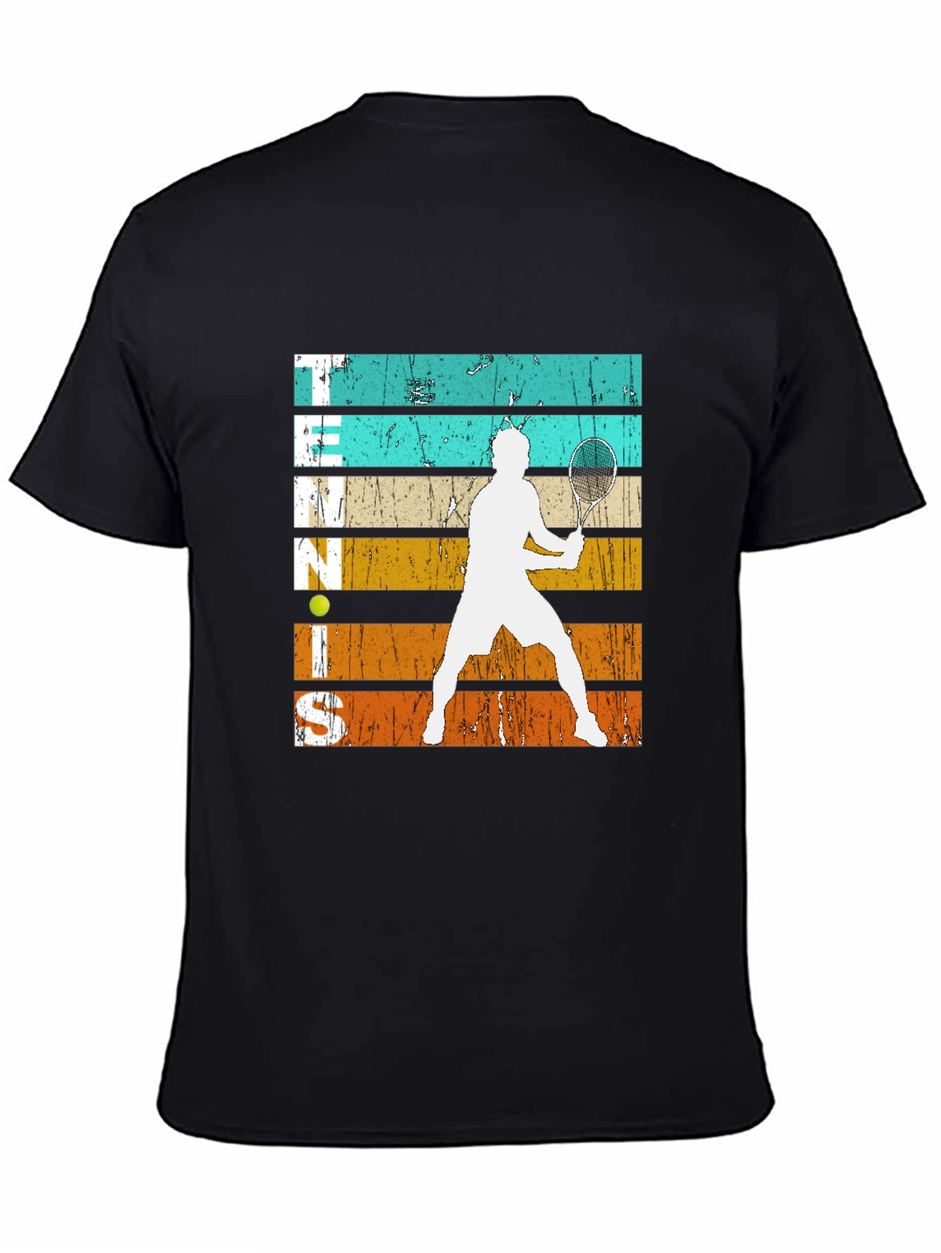 Black Vintage Tennis Player Graphic T-Shirt view 4