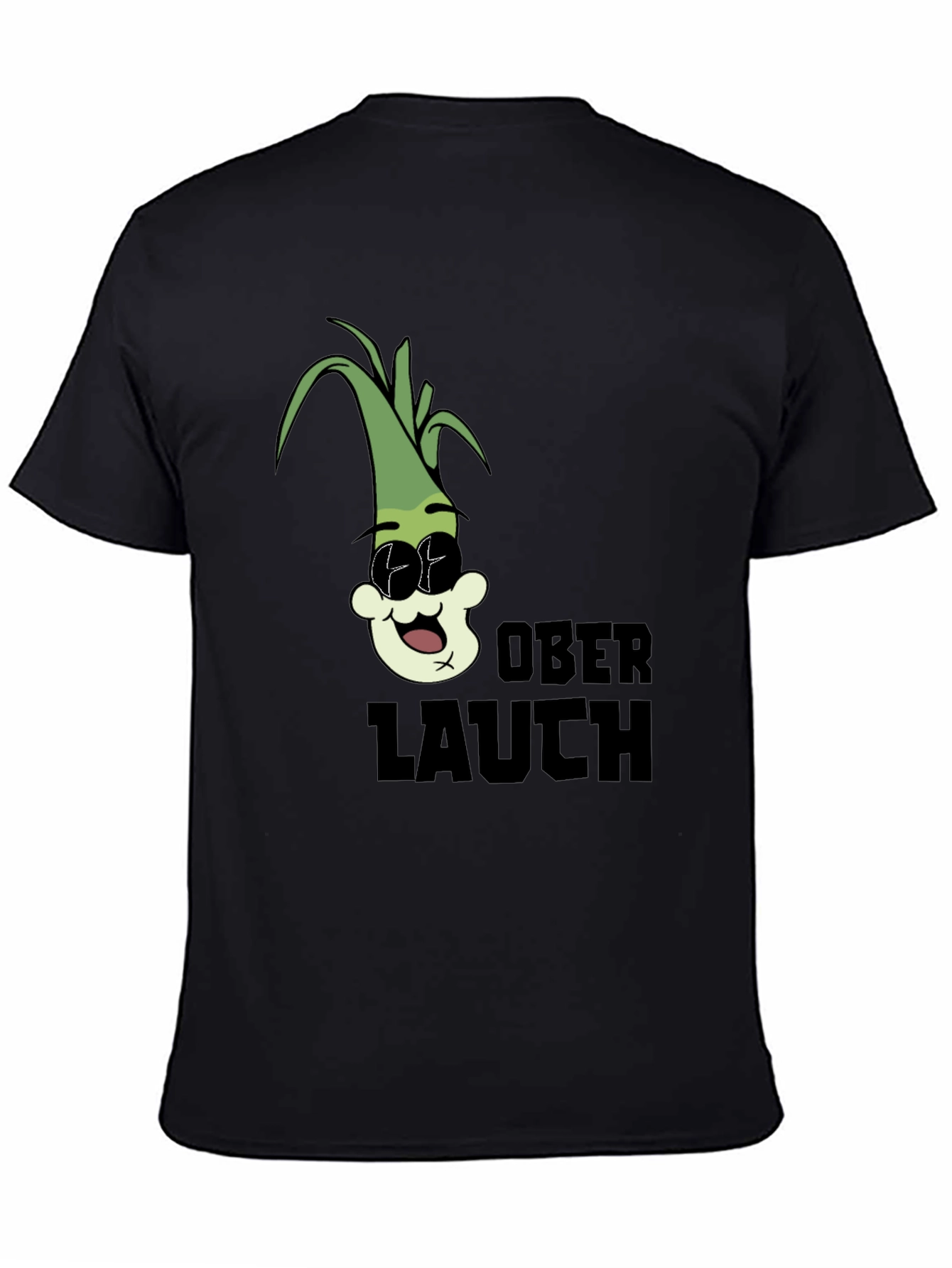 Black Oberlauch Funny Cartoon Leek Graphic T-Shirt view 4