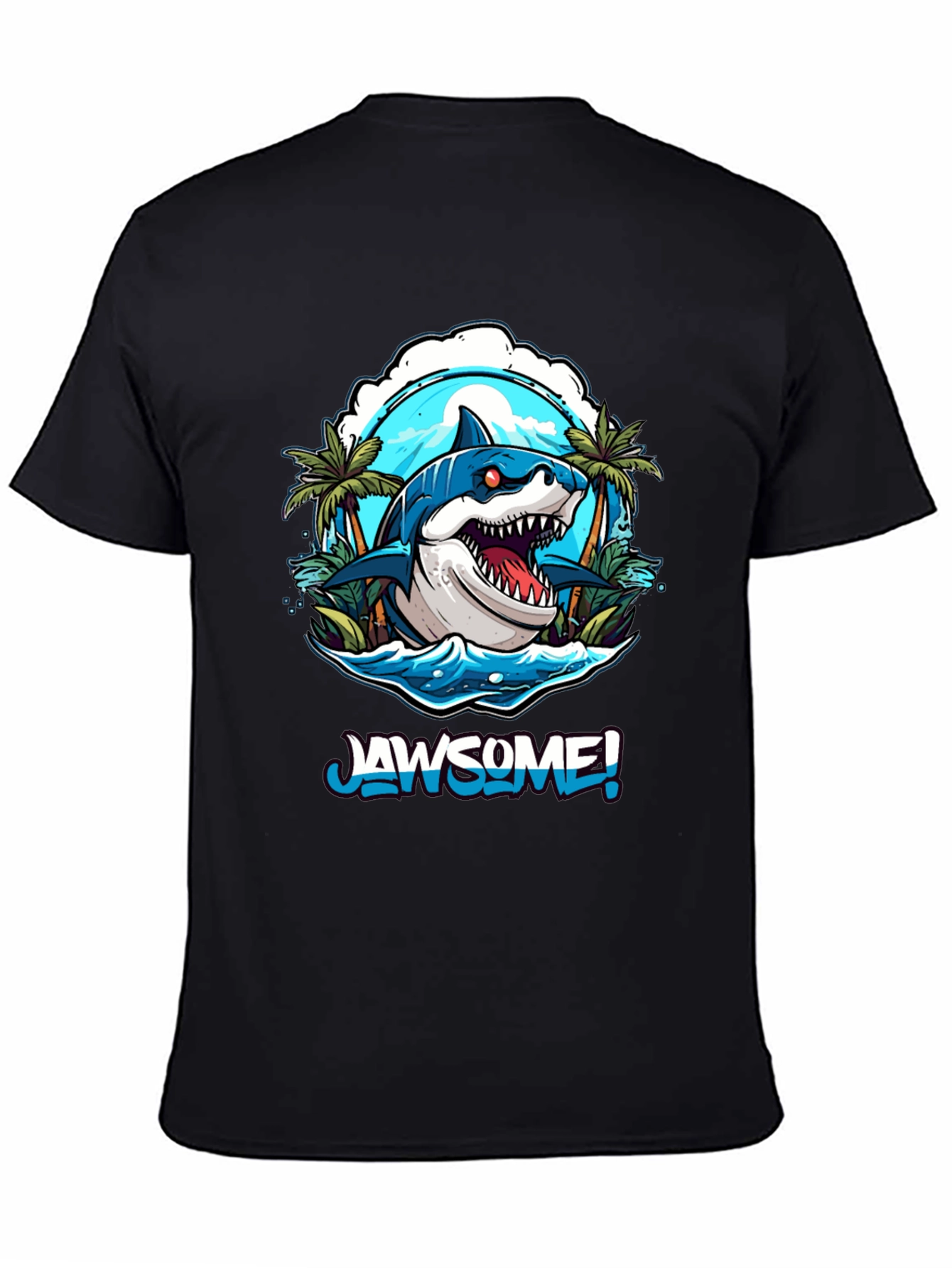 Black Jawsome Shark Graphic Tee - Men's Black T-Shirt view 4