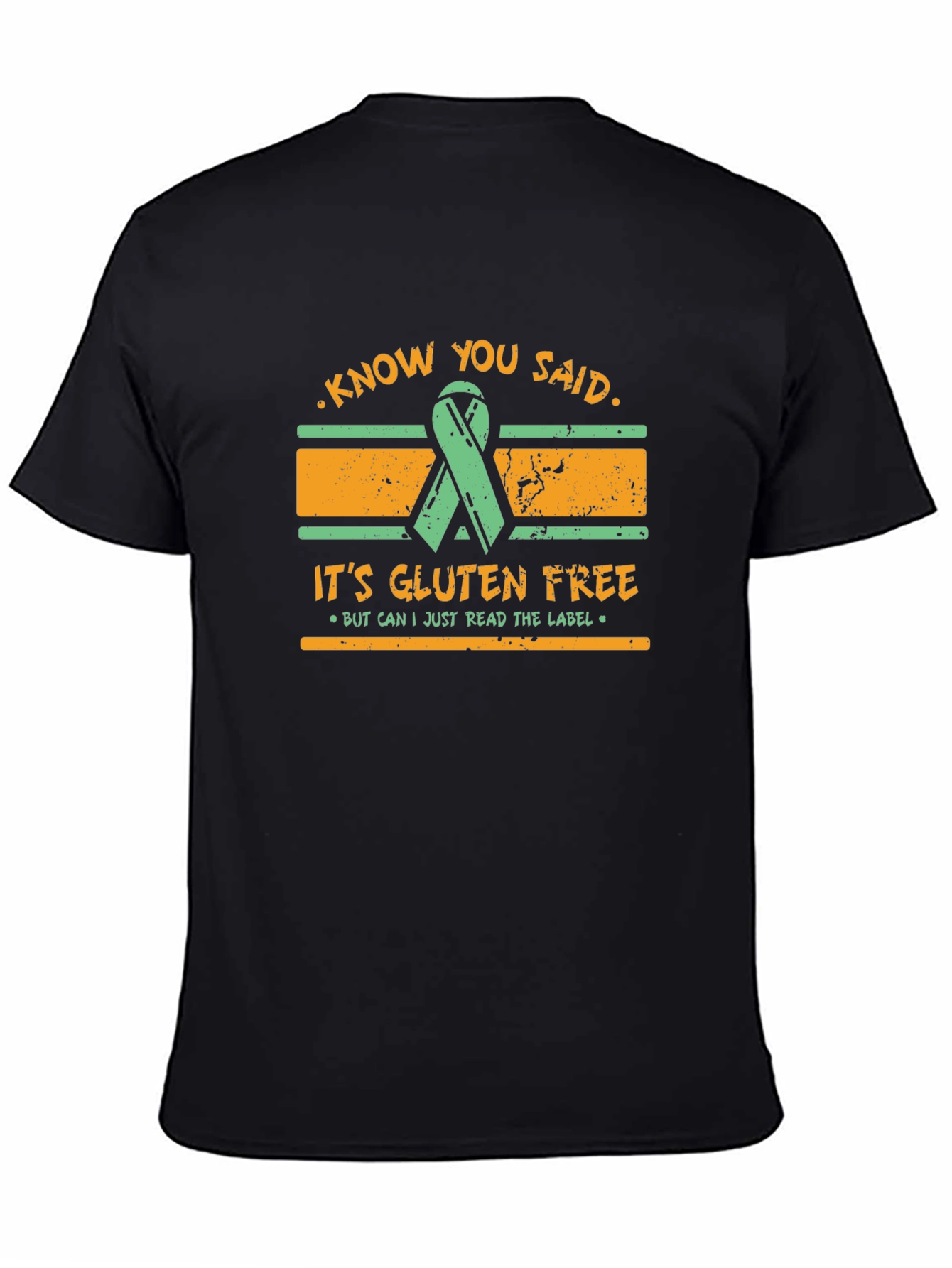 Black Gluten Free T-Shirt: Can I Read The Label Funny Tee view 4