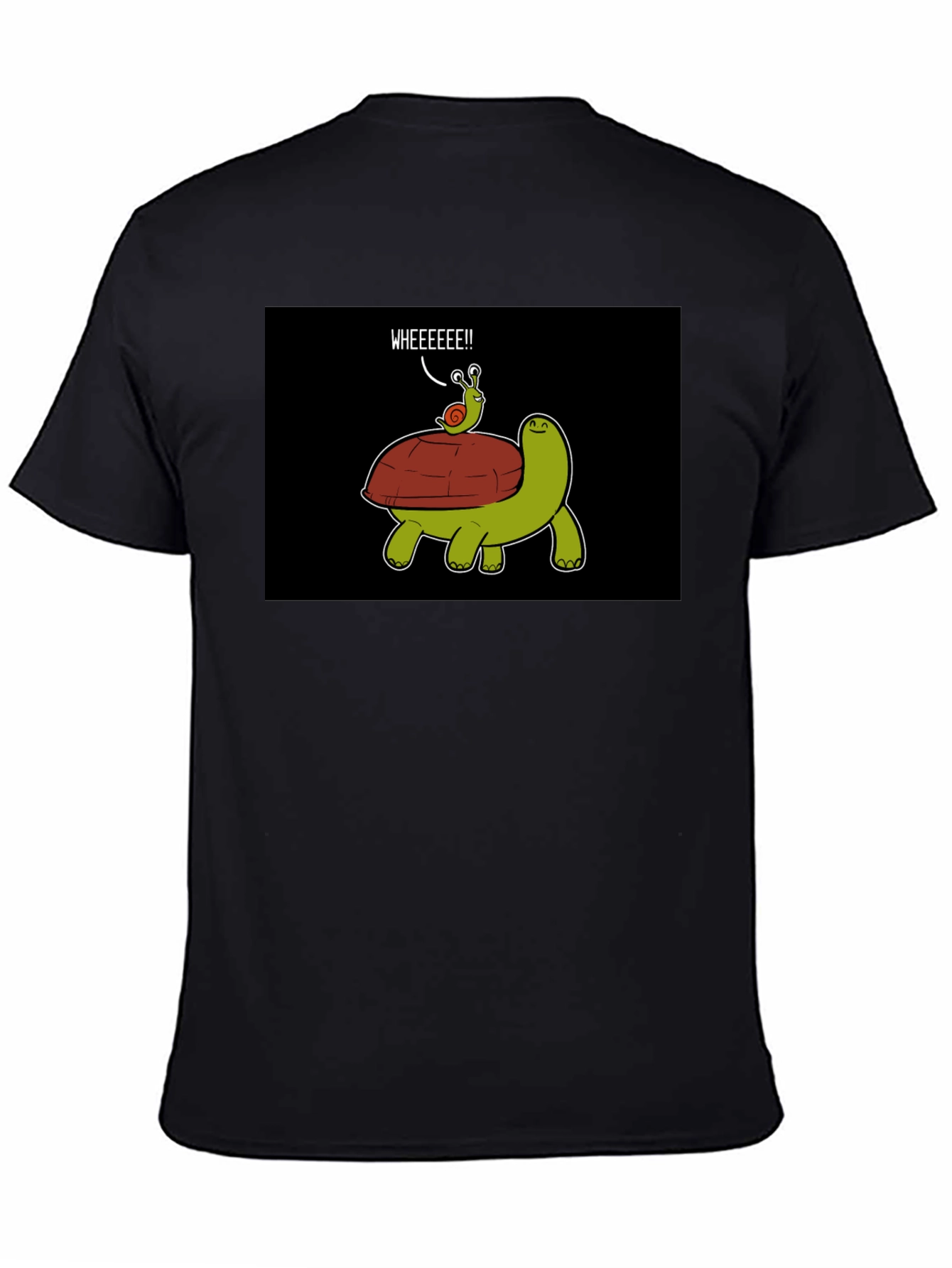 Black Funny Snail Riding Turtle T-Shirt view 4