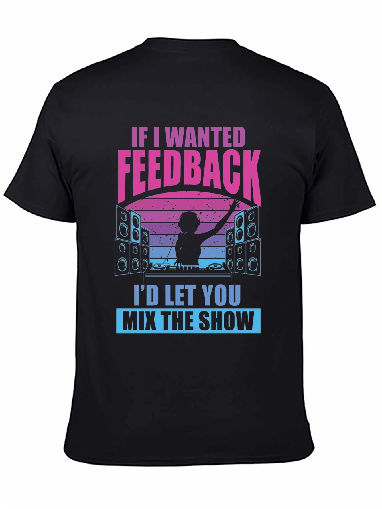 Black DJ Feedback Graphic Tee - Funny Music Mixer Shirt view 4