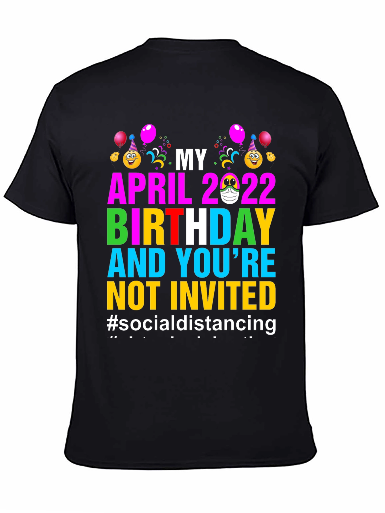 Black Funny Social Distancing Birthday T-Shirt view 4