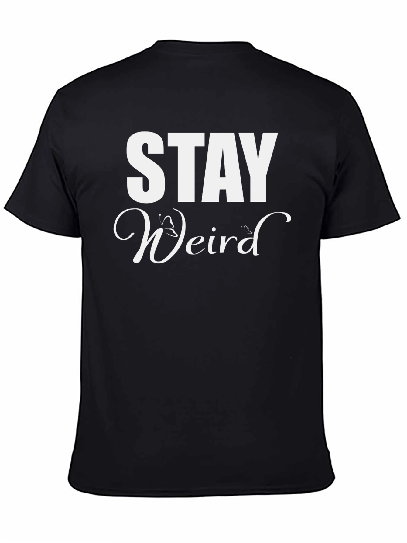 Black Stay Weird Graphic T-Shirt - Black Cotton Tee view 4
